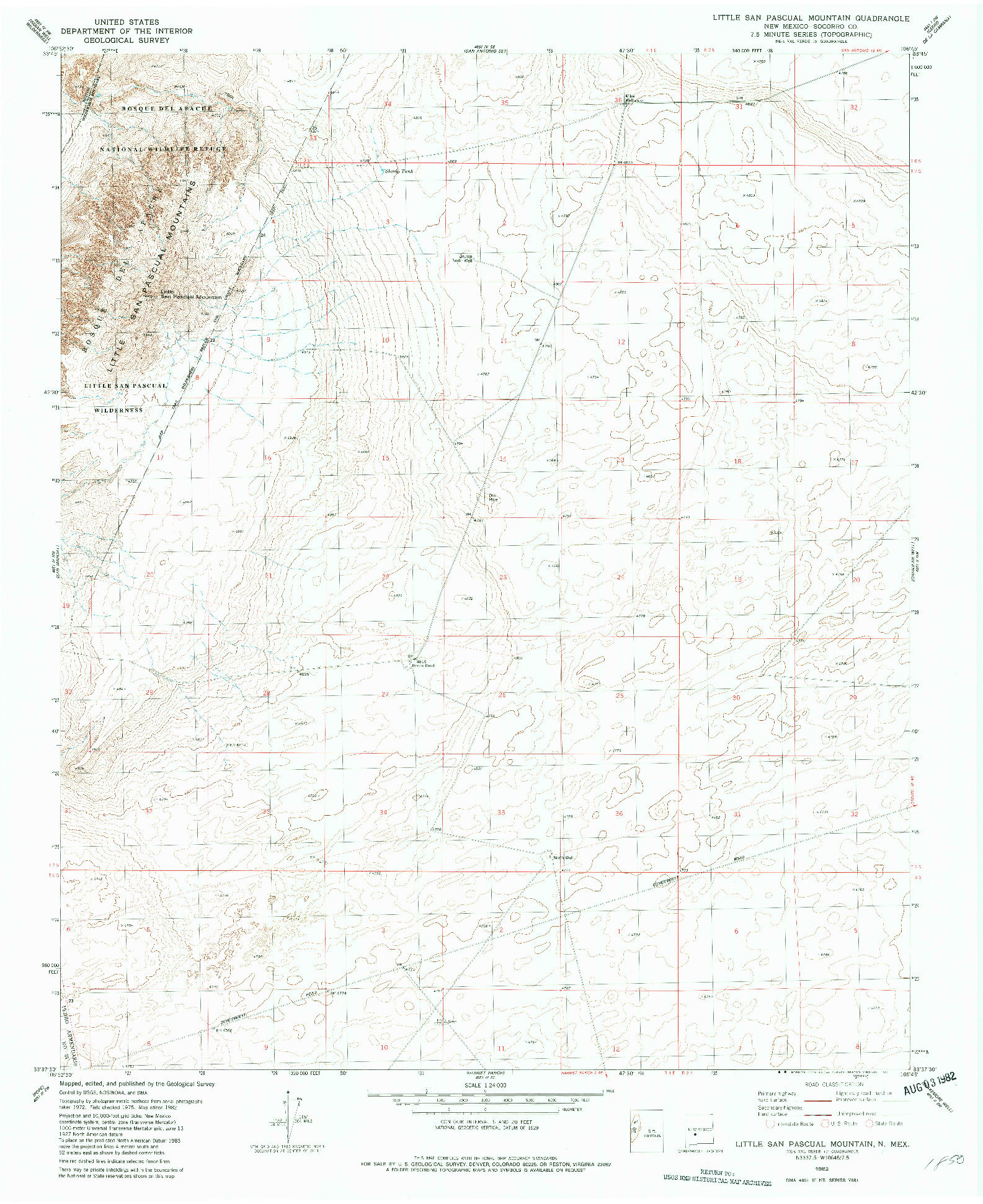USGS 1:24000-SCALE QUADRANGLE FOR LITTLE SAN PASCUAL MOUNTAIN, NM 1982