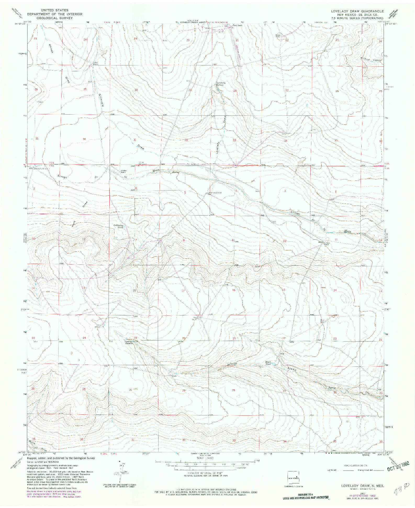USGS 1:24000-SCALE QUADRANGLE FOR LOVELADY DRAW, NM 1967