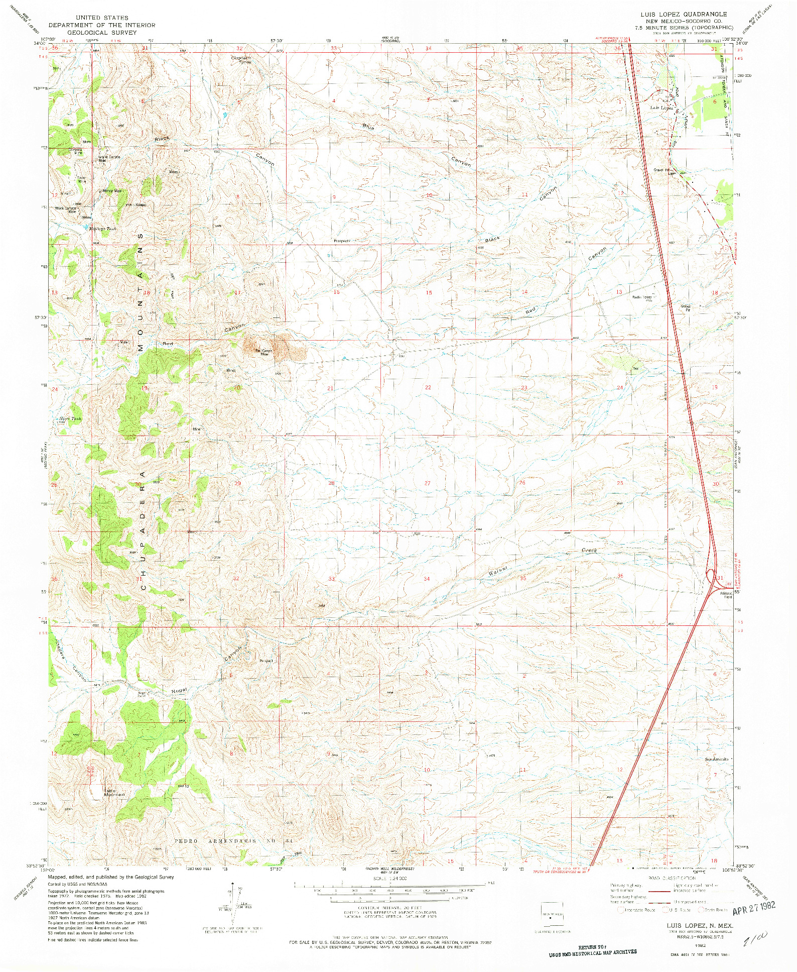 USGS 1:24000-SCALE QUADRANGLE FOR LUIS LOPEZ, NM 1982