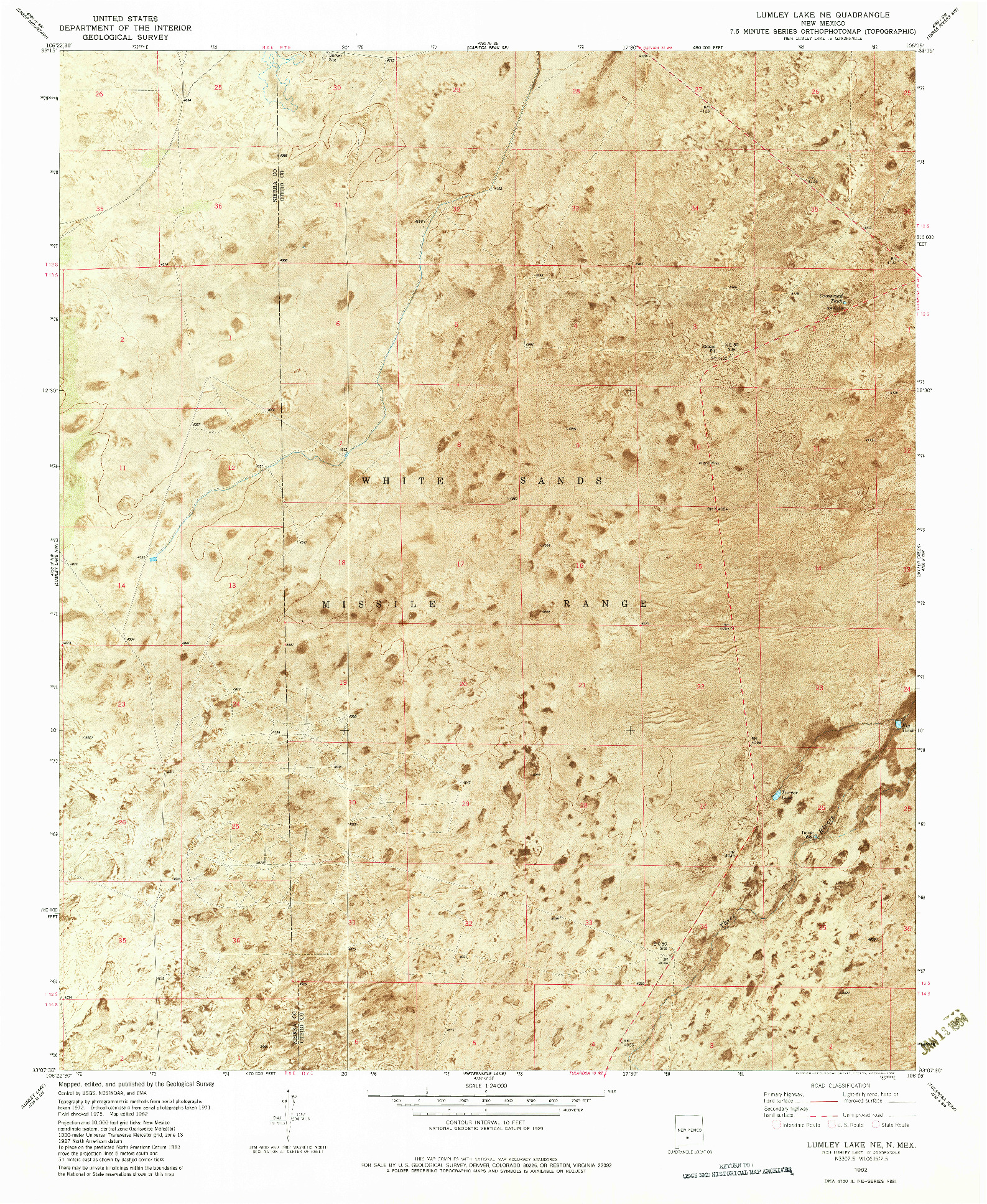 USGS 1:24000-SCALE QUADRANGLE FOR LUMLEY LAKE NE, NM 1982