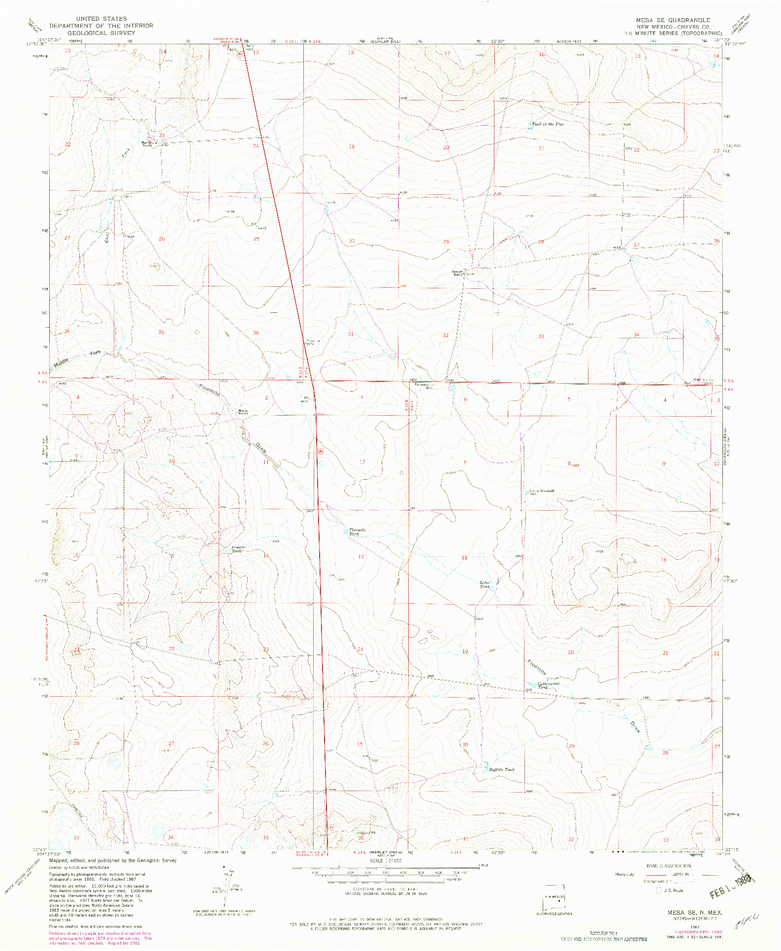 USGS 1:24000-SCALE QUADRANGLE FOR MESA SE, NM 1967