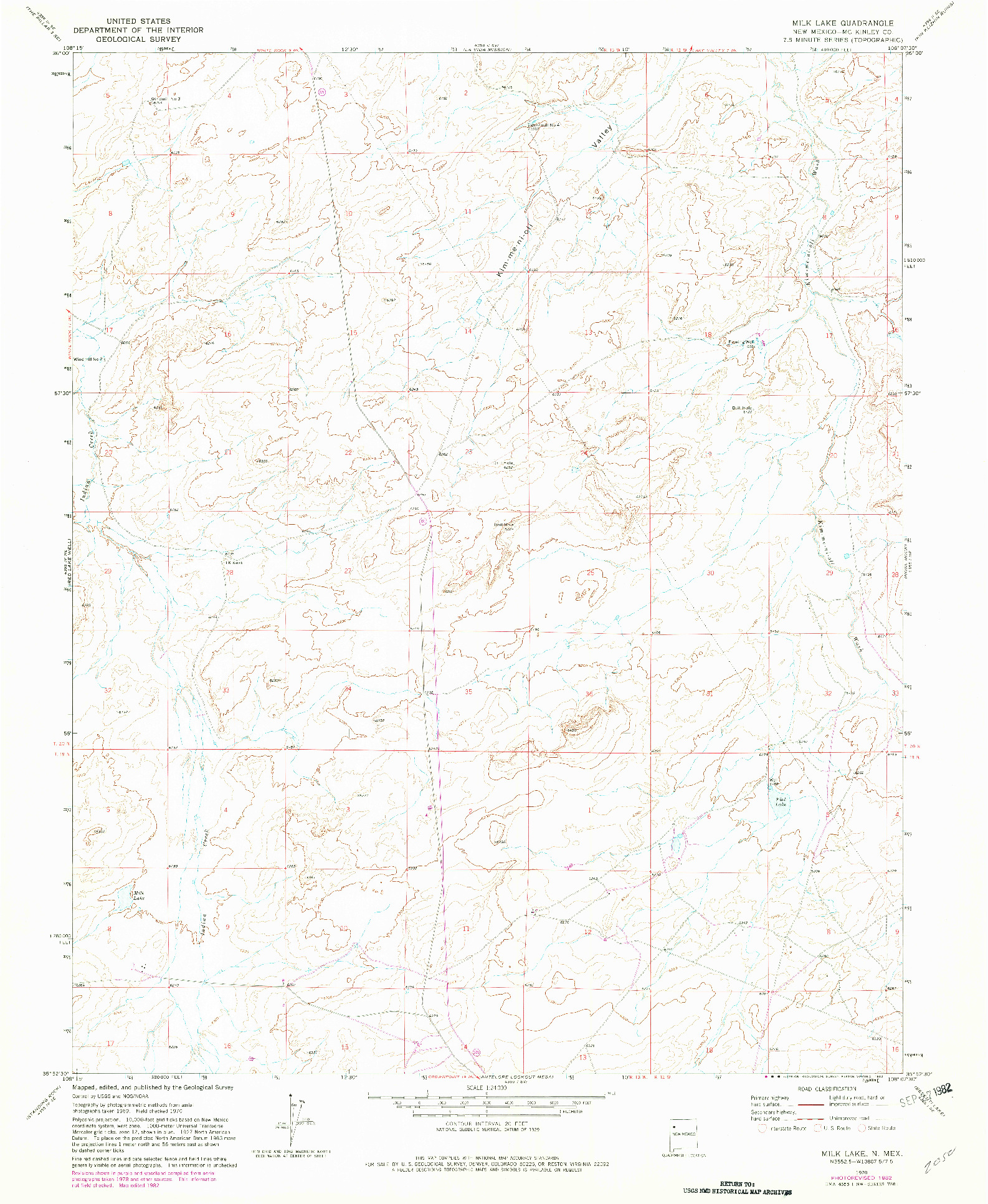 USGS 1:24000-SCALE QUADRANGLE FOR MILK LAKE, NM 1970