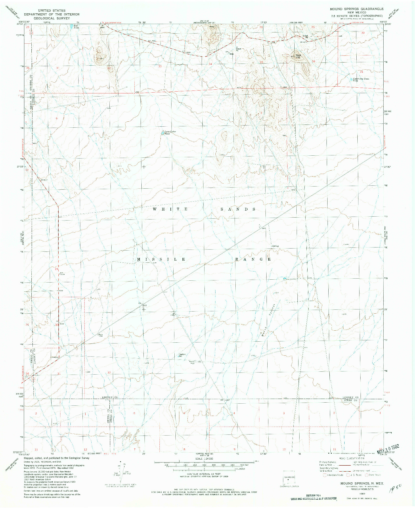 USGS 1:24000-SCALE QUADRANGLE FOR MOUND SPRINGS, NM 1982