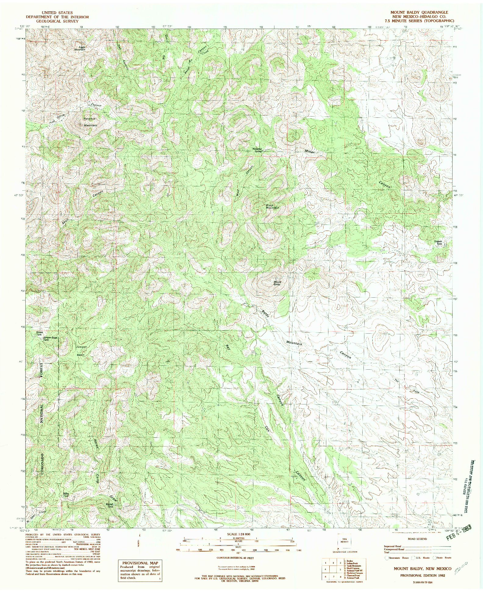USGS 1:24000-SCALE QUADRANGLE FOR MOUNT BALDY, NM 1982