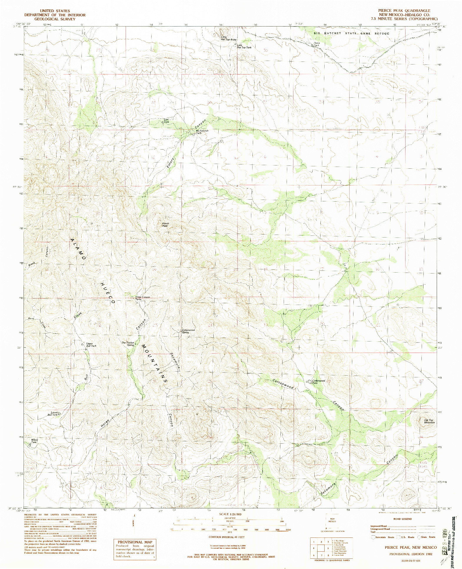 USGS 1:24000-SCALE QUADRANGLE FOR PIERCE PEAK, NM 1982