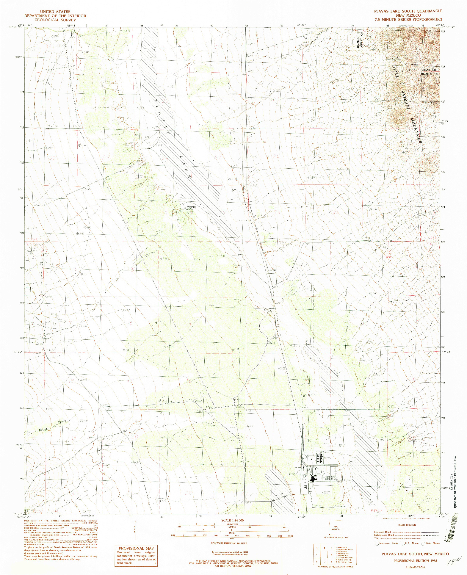 USGS 1:24000-SCALE QUADRANGLE FOR PLAYAS LAKE SOUTH, NM 1982