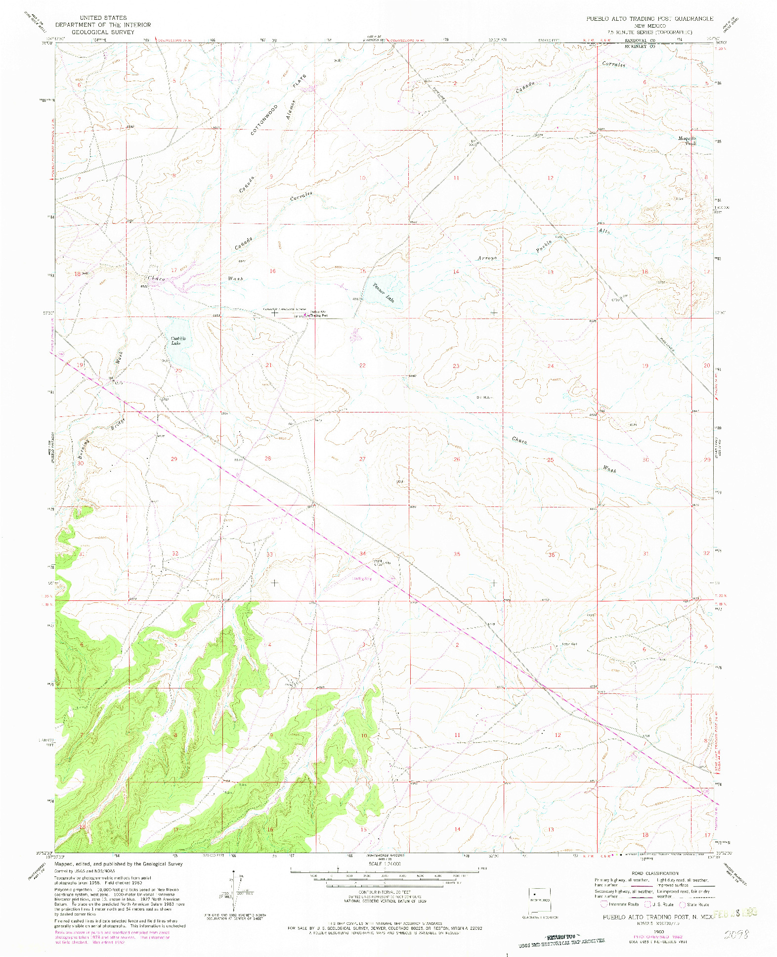 USGS 1:24000-SCALE QUADRANGLE FOR PUEBLO ALTO TRADING POST, NM 1960