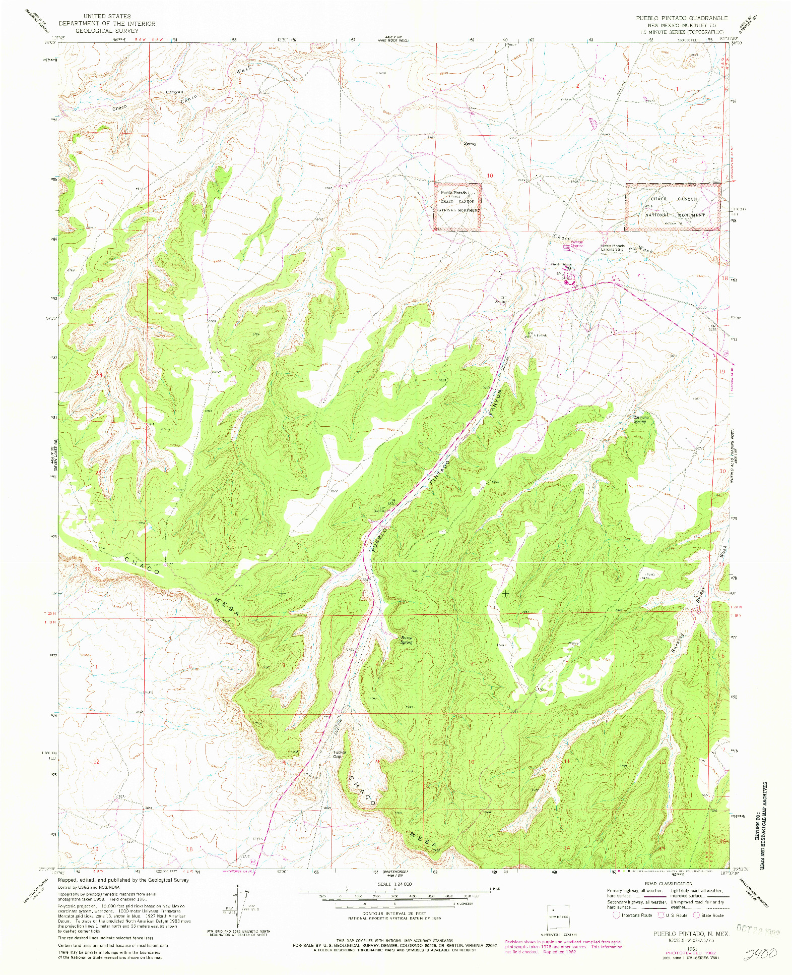 USGS 1:24000-SCALE QUADRANGLE FOR PUEBLO PINTADO, NM 1961