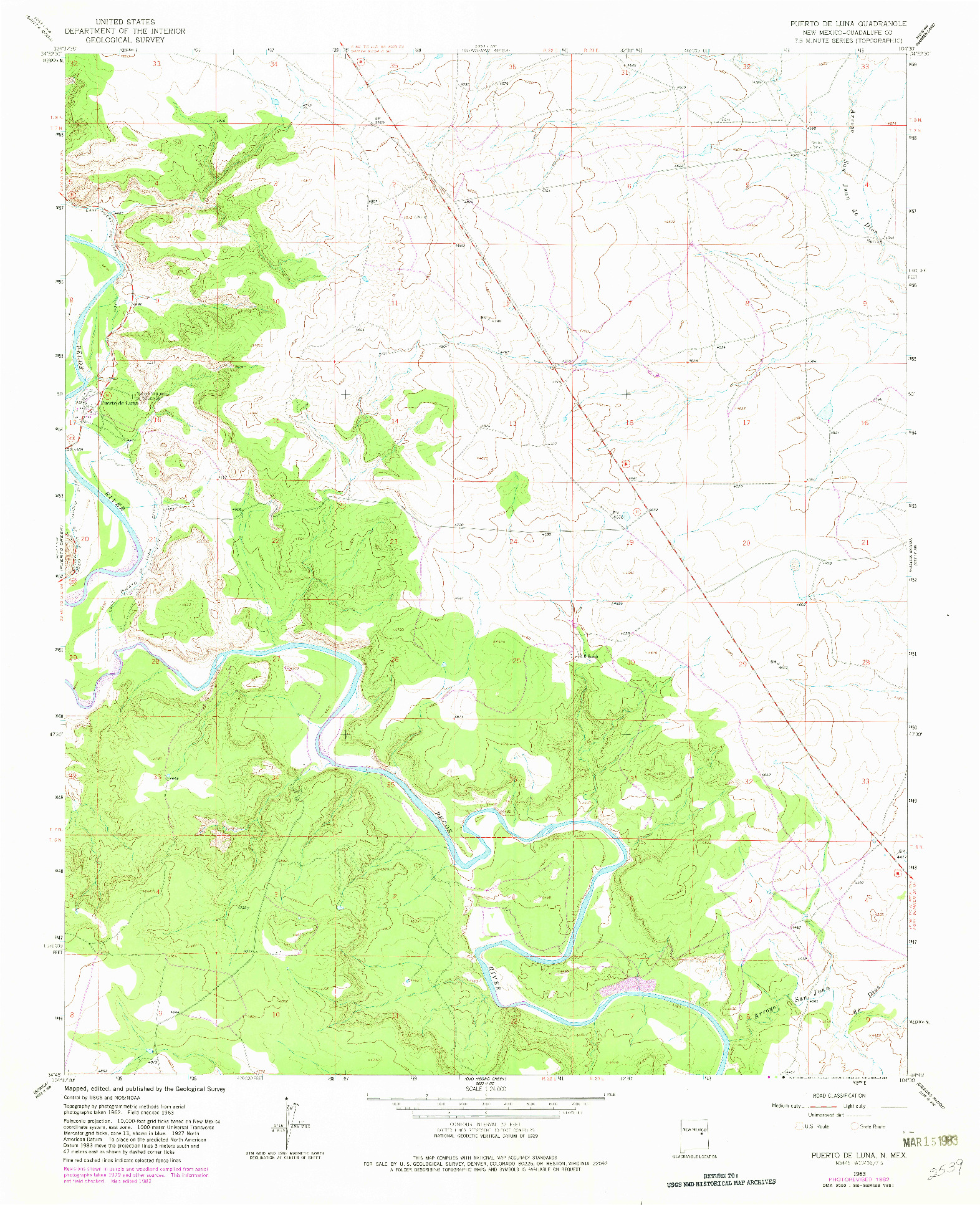 USGS 1:24000-SCALE QUADRANGLE FOR PUERTO DE LUNA, NM 1963