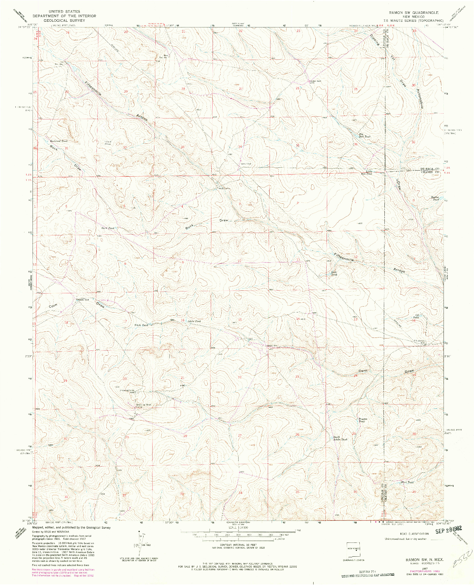 USGS 1:24000-SCALE QUADRANGLE FOR RAMON SW, NM 1967