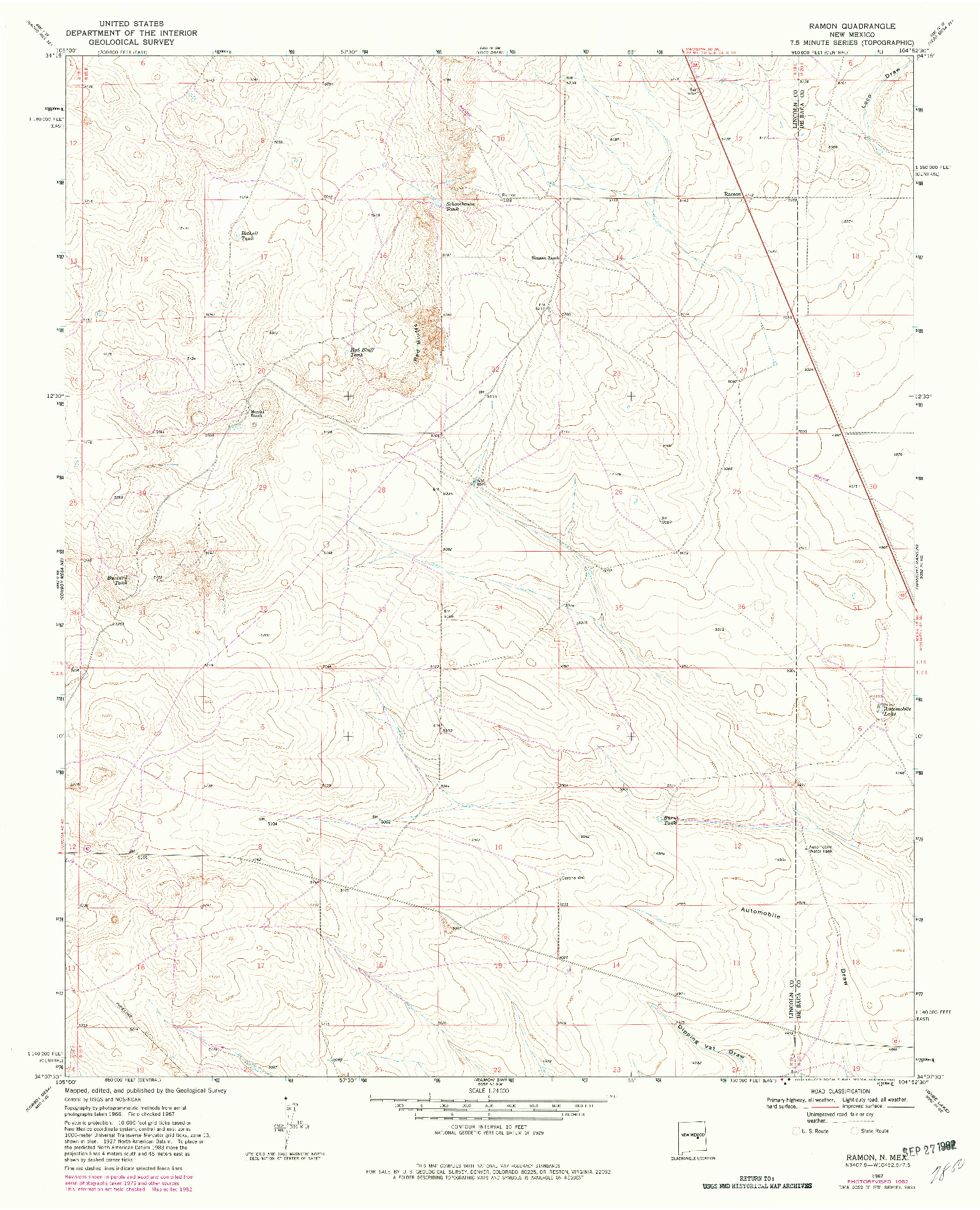 USGS 1:24000-SCALE QUADRANGLE FOR RAMON, NM 1967