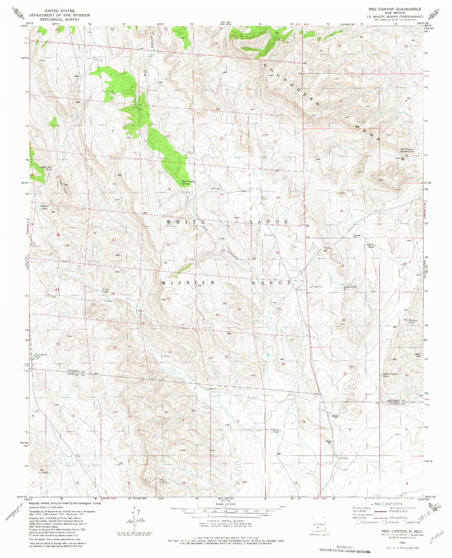 USGS 1:24000-SCALE QUADRANGLE FOR RED CANYON, NM 1982