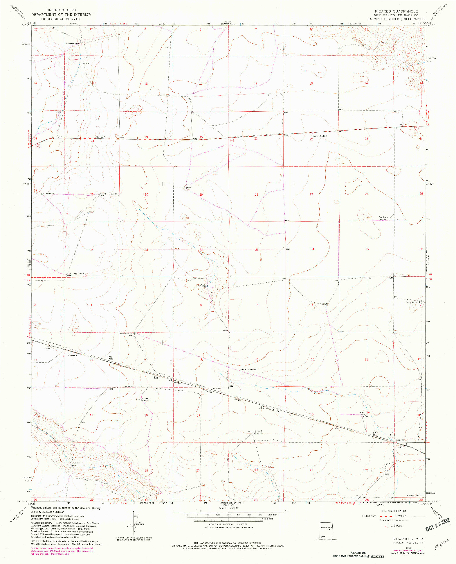USGS 1:24000-SCALE QUADRANGLE FOR RICARDO, NM 1966