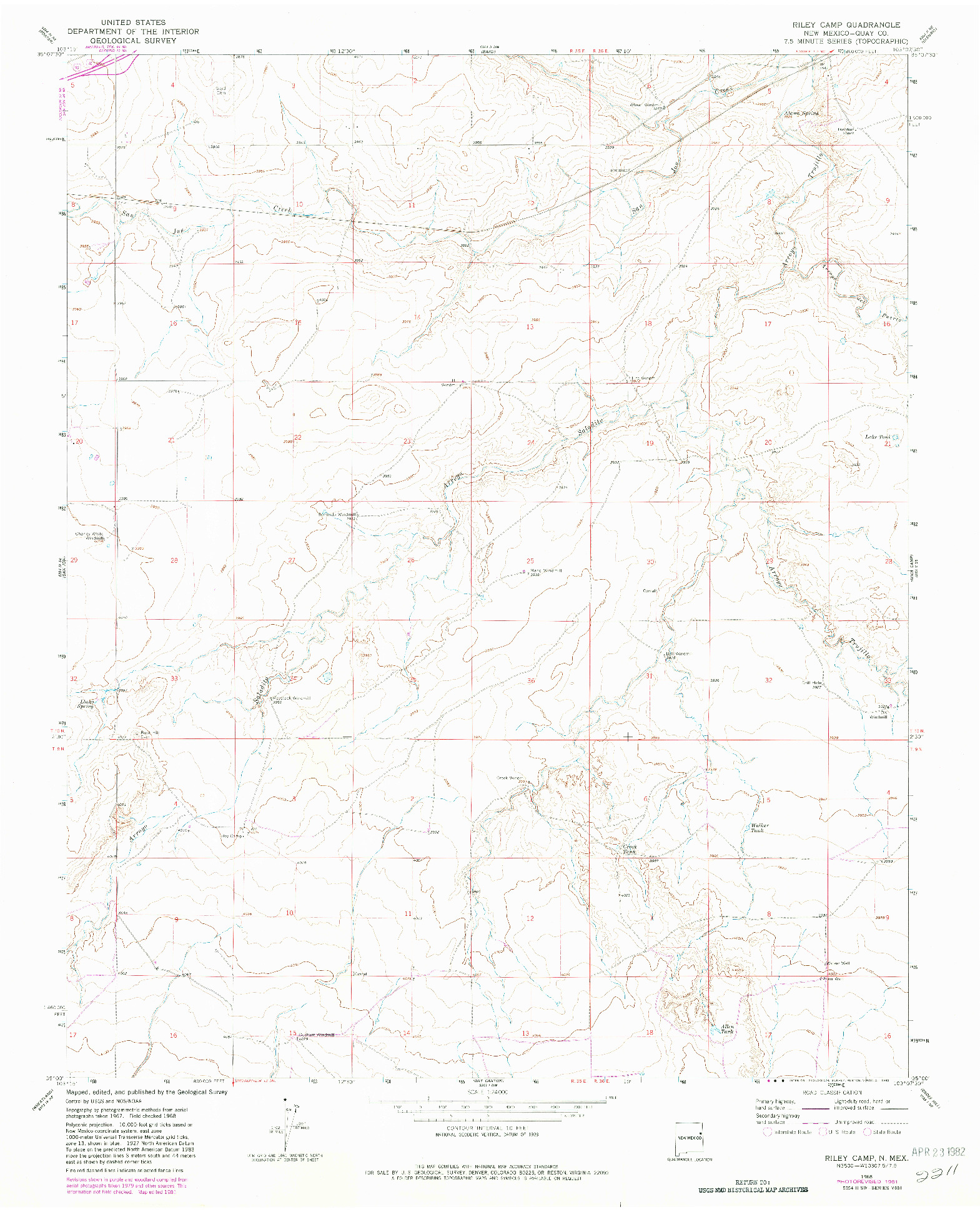 USGS 1:24000-SCALE QUADRANGLE FOR RILEY CAMP, NM 1968