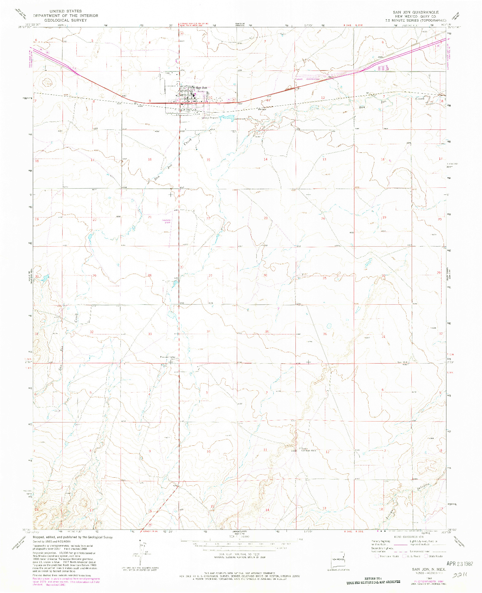 USGS 1:24000-SCALE QUADRANGLE FOR SAN JON, NM 1968