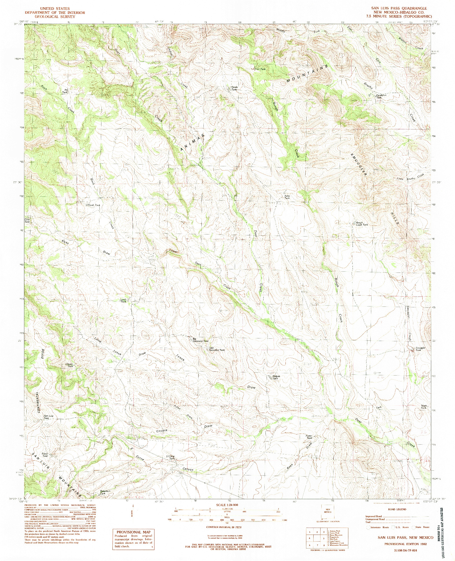 USGS 1:24000-SCALE QUADRANGLE FOR SAN LUIS PASS, NM 1982
