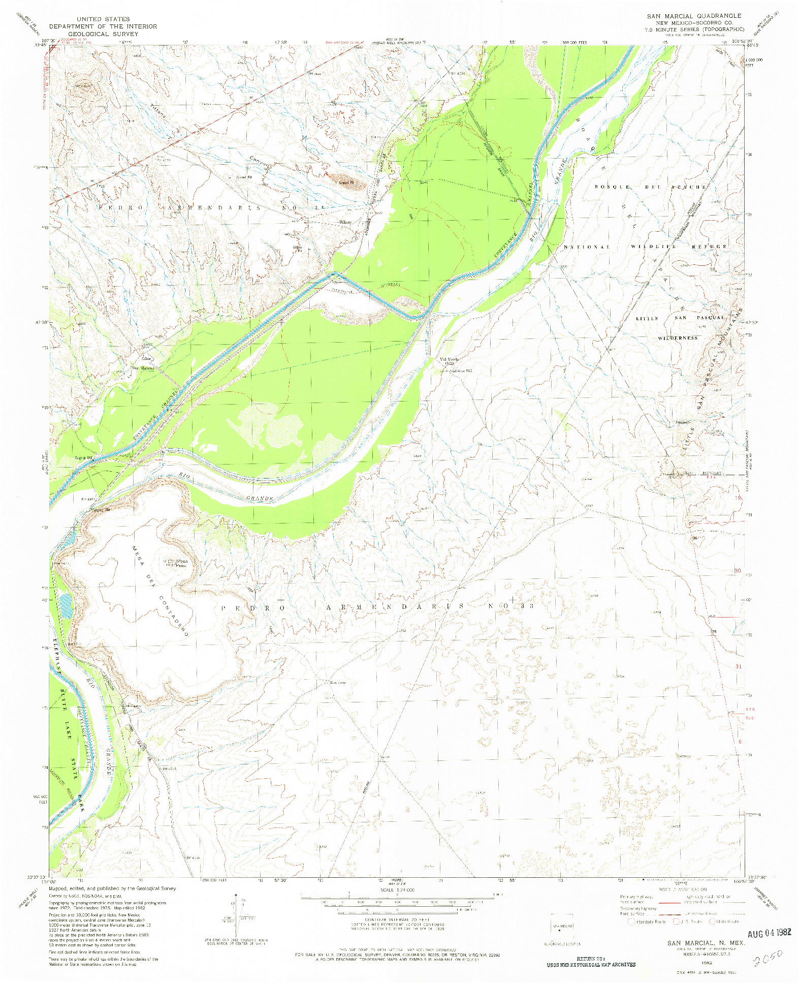 USGS 1:24000-SCALE QUADRANGLE FOR SAN MARCIAL, NM 1982