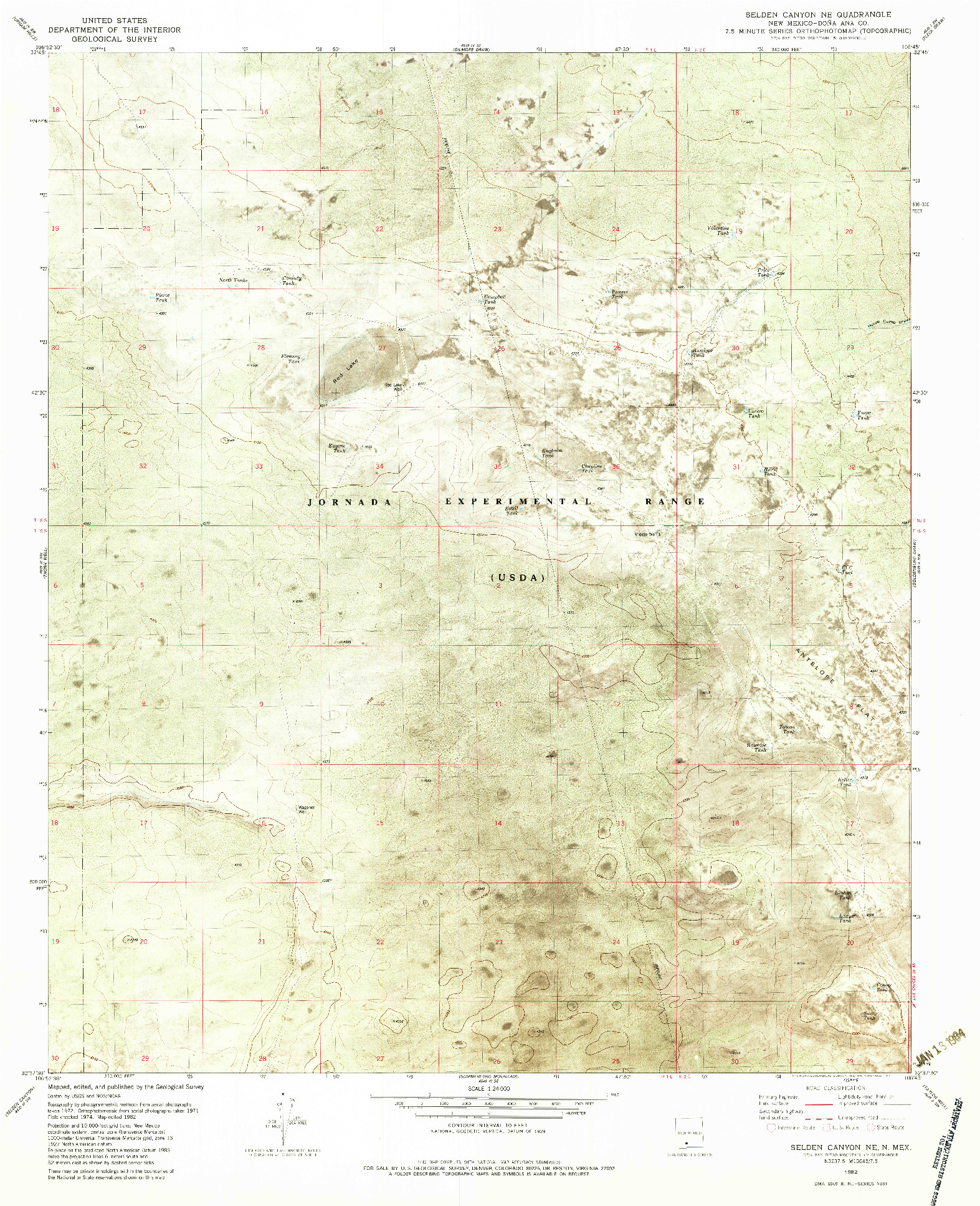 USGS 1:24000-SCALE QUADRANGLE FOR SELDEN CANYON NE, NM 1982