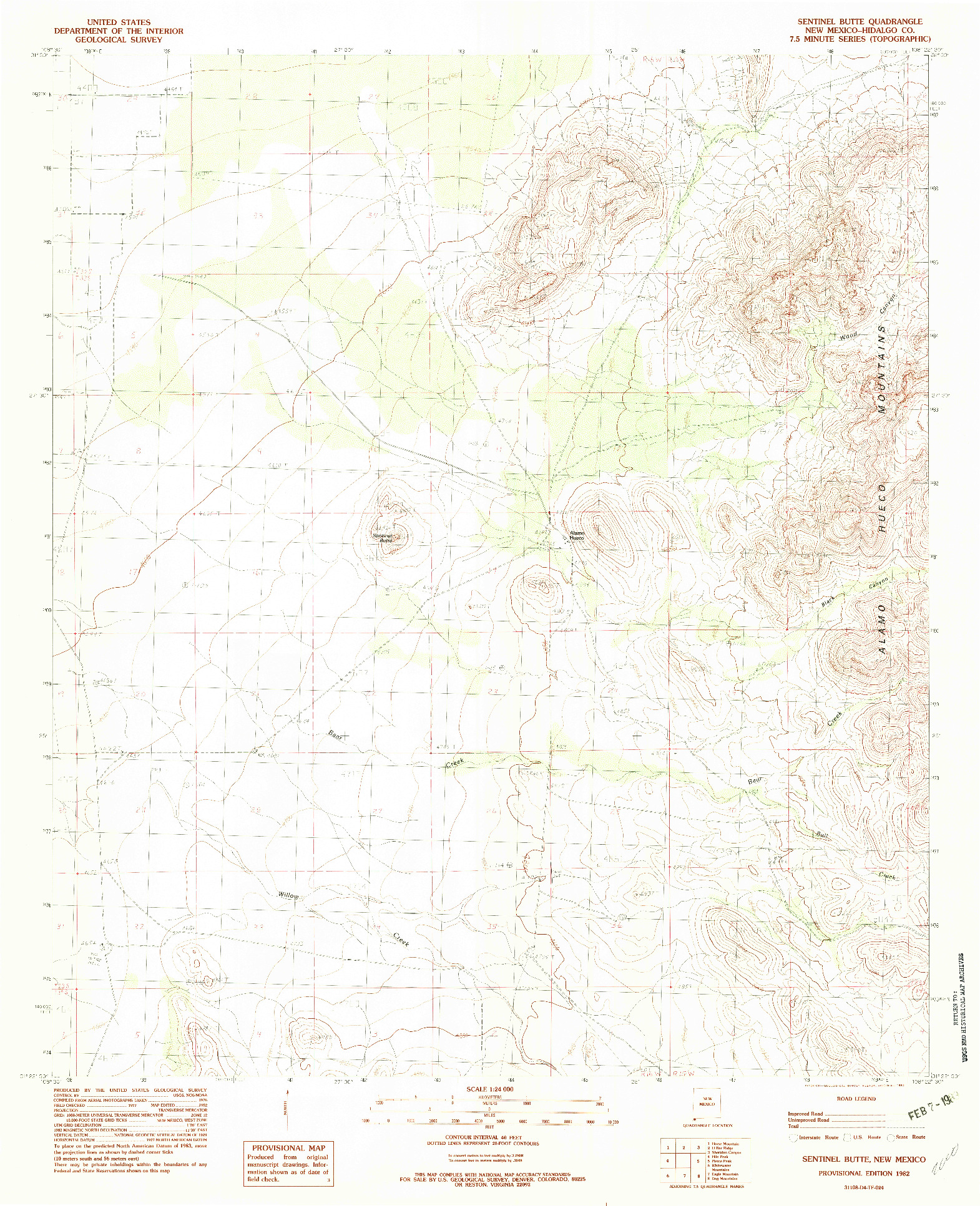 USGS 1:24000-SCALE QUADRANGLE FOR SENTINEL BUTTE, NM 1982