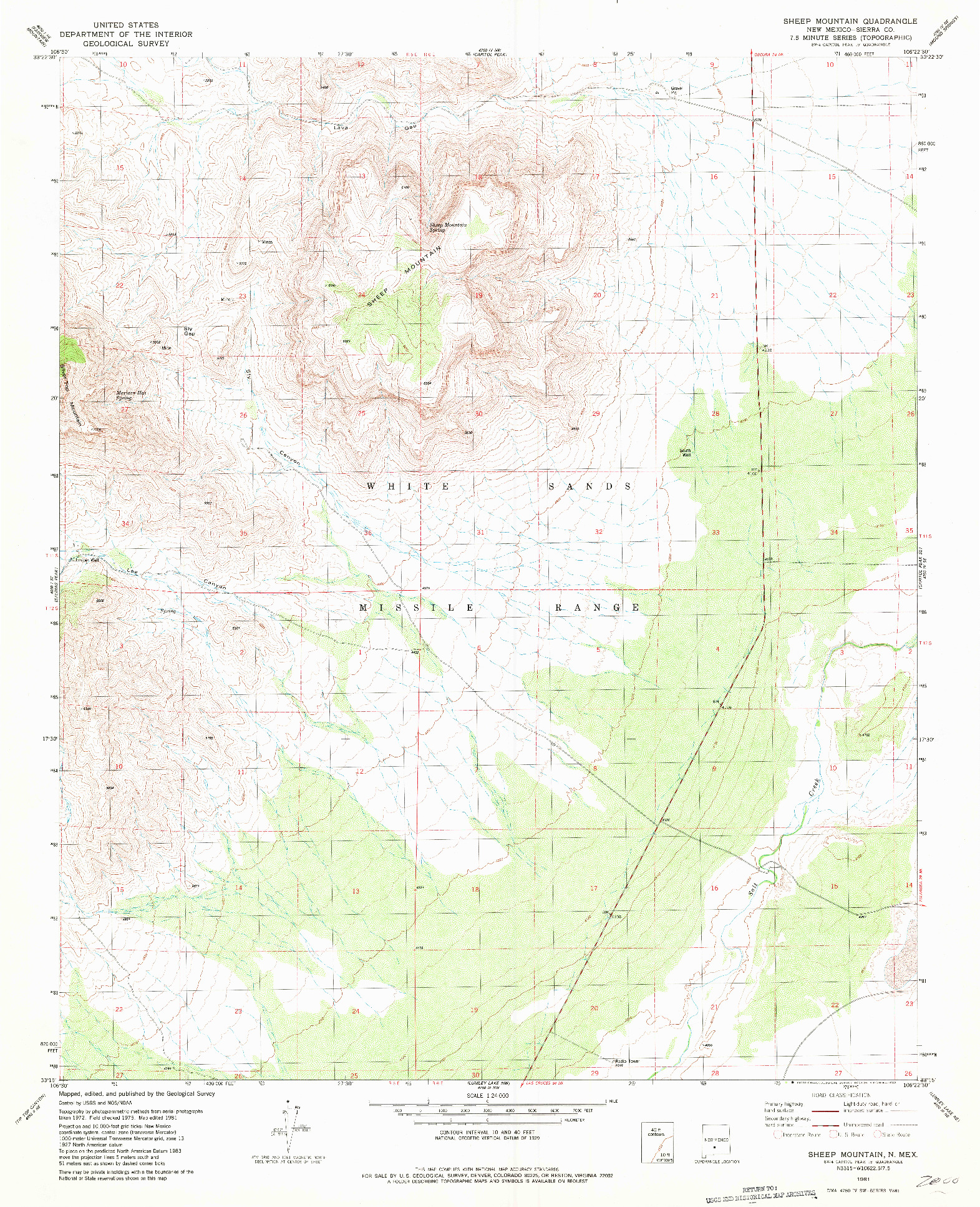 USGS 1:24000-SCALE QUADRANGLE FOR SHEEP MOUNTAIN, NM 1981