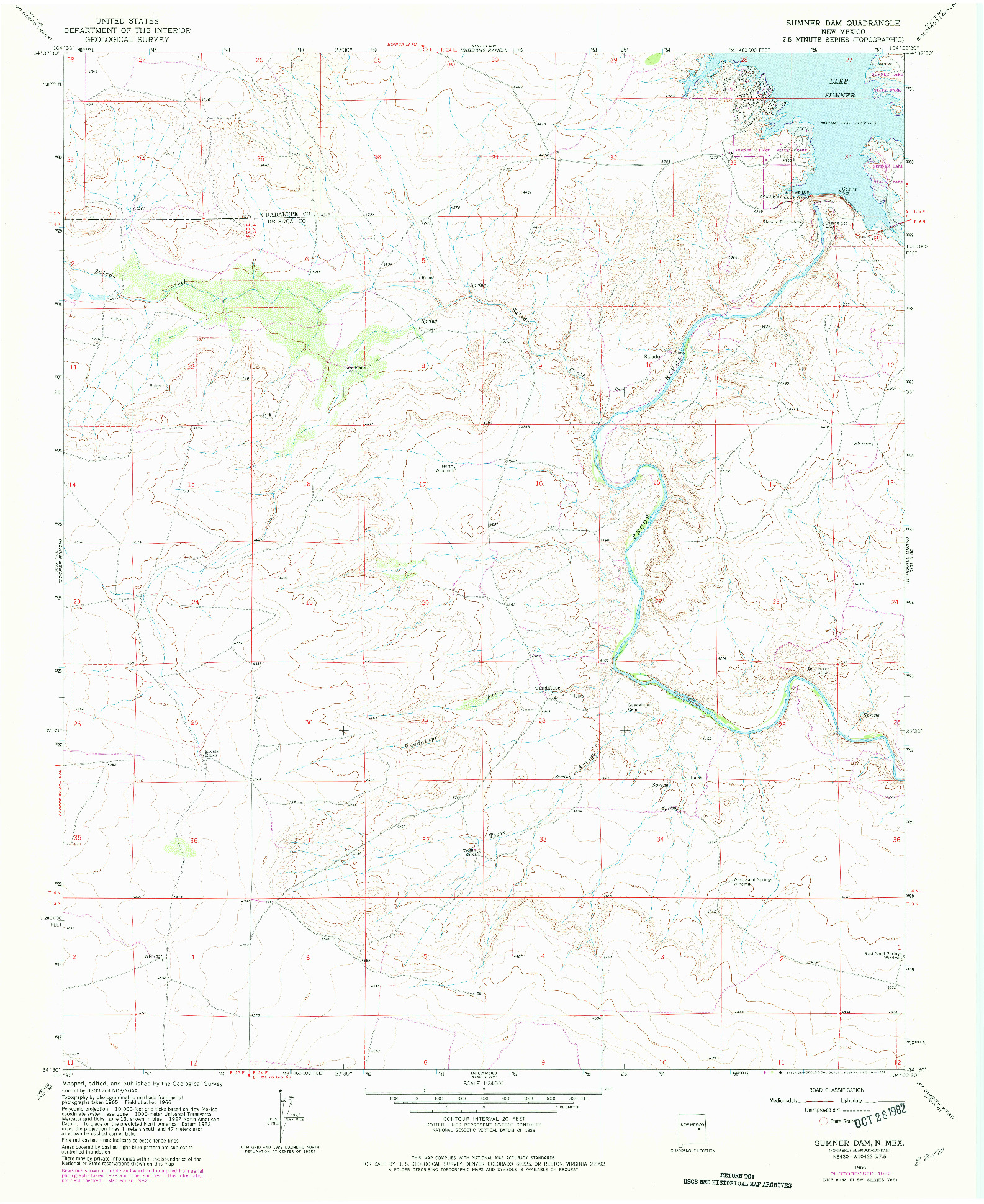 USGS 1:24000-SCALE QUADRANGLE FOR SUMNER DAM, NM 1966