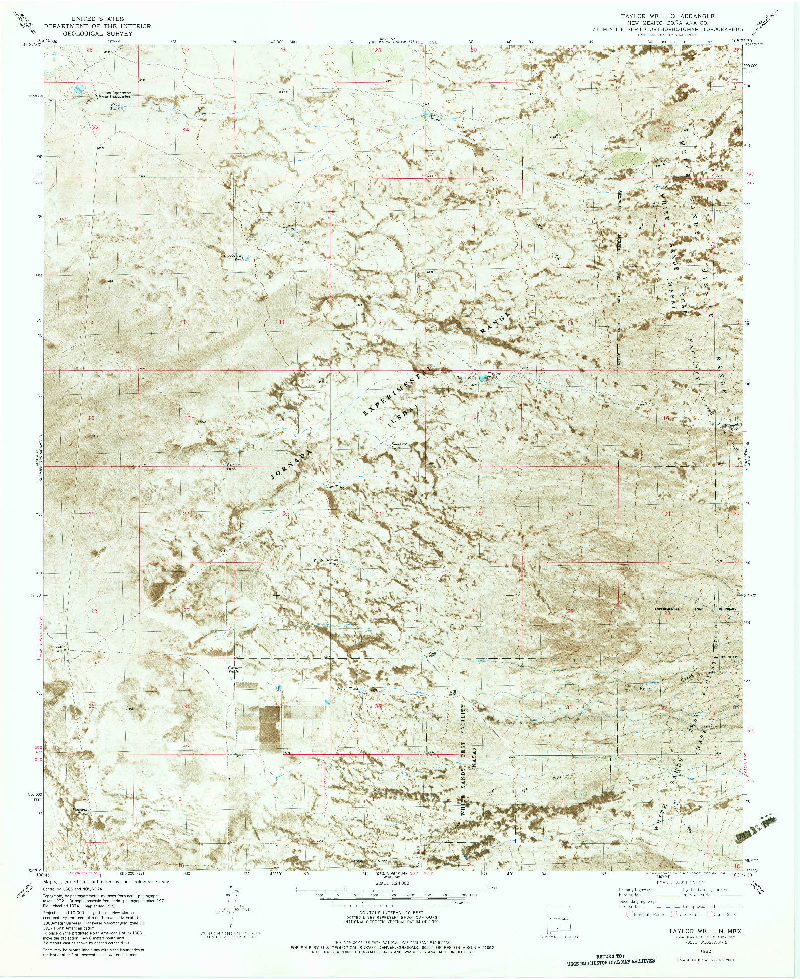 USGS 1:24000-SCALE QUADRANGLE FOR TAYLOR WELL, NM 1982
