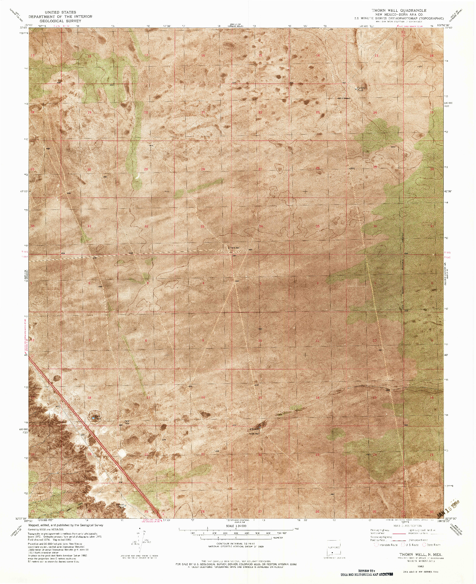 USGS 1:24000-SCALE QUADRANGLE FOR THORN WELL, NM 1982