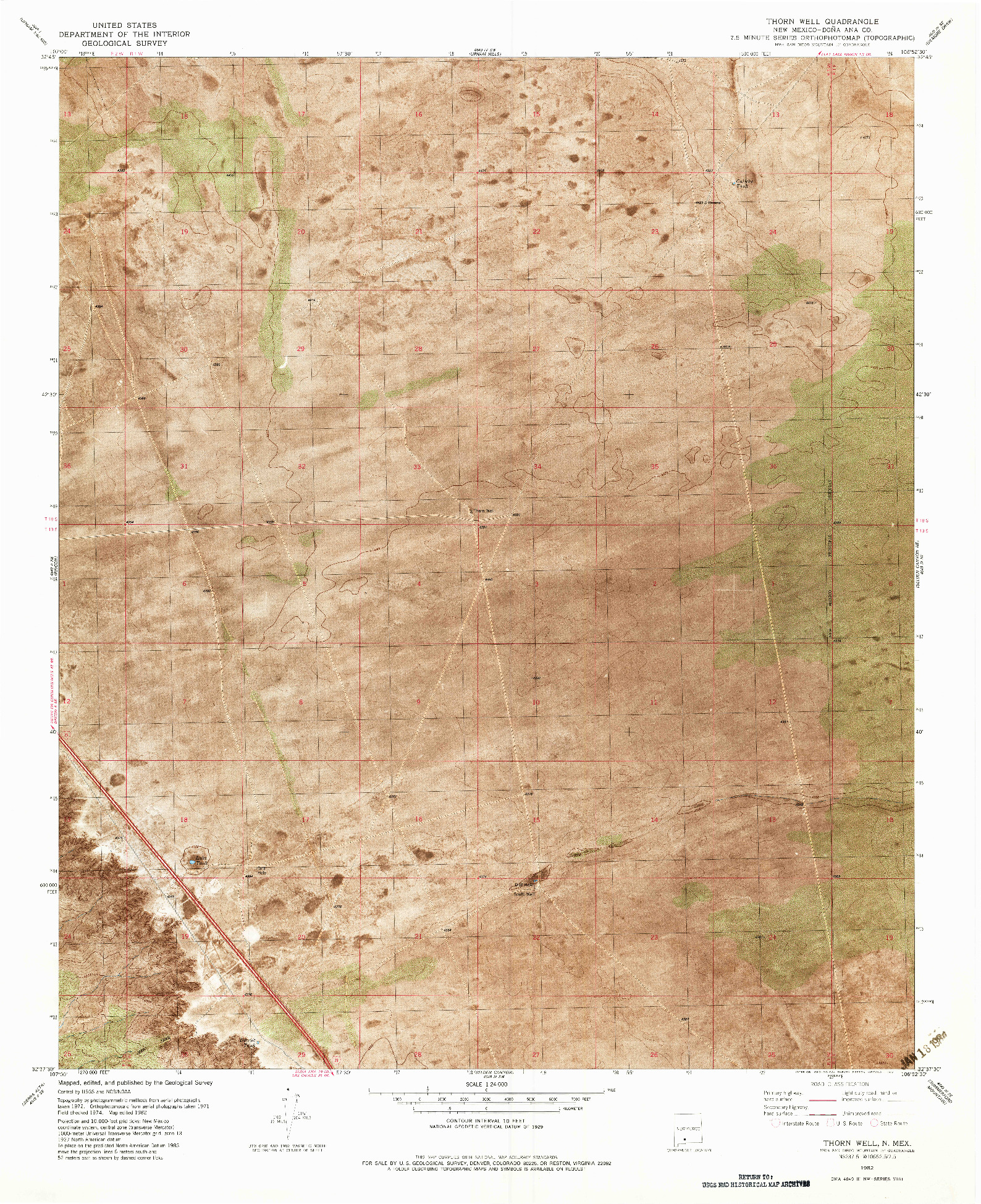 USGS 1:24000-SCALE QUADRANGLE FOR THORN WELL, NM 1982