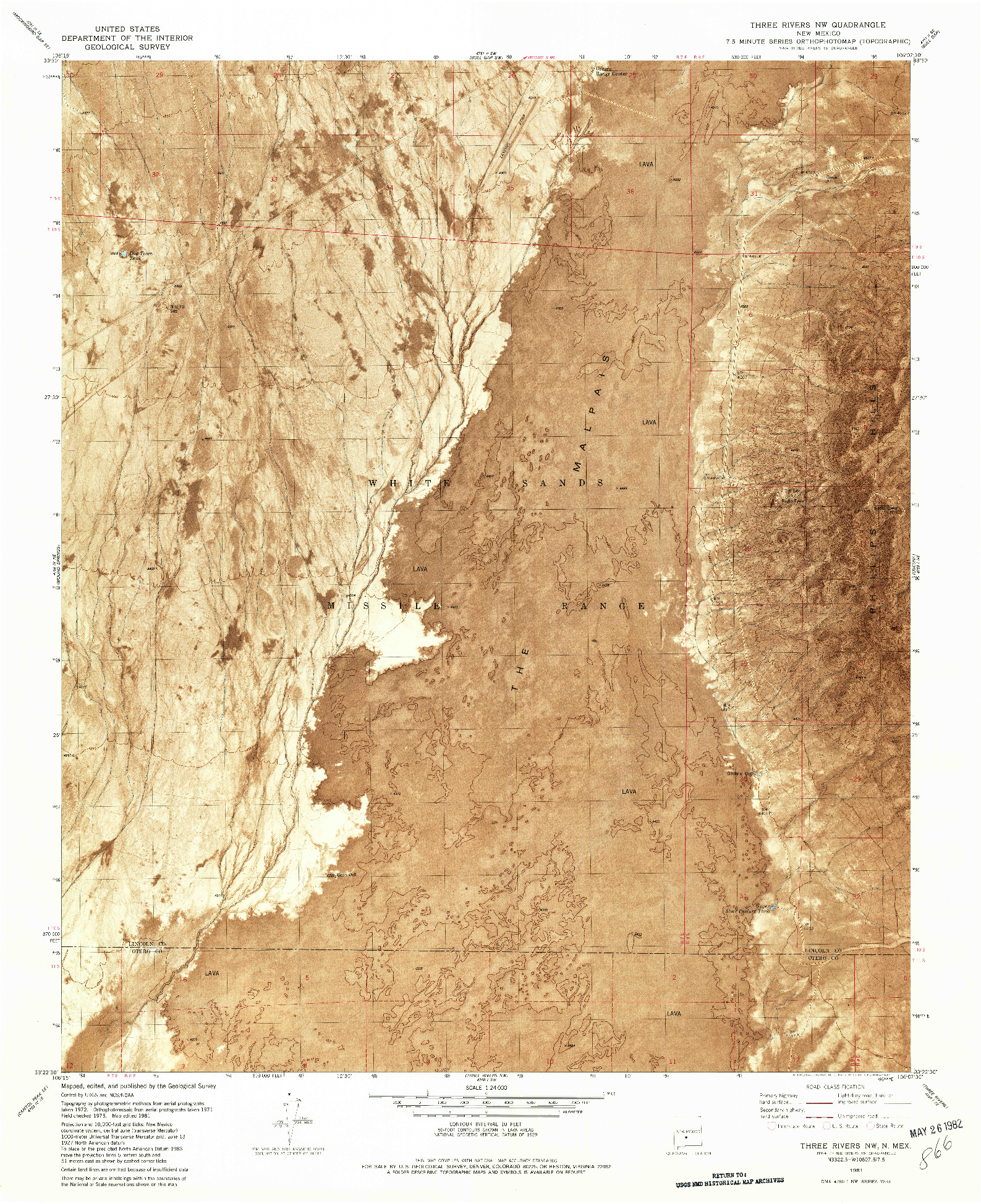 USGS 1:24000-SCALE QUADRANGLE FOR THREE RIVERS NW, NM 1981