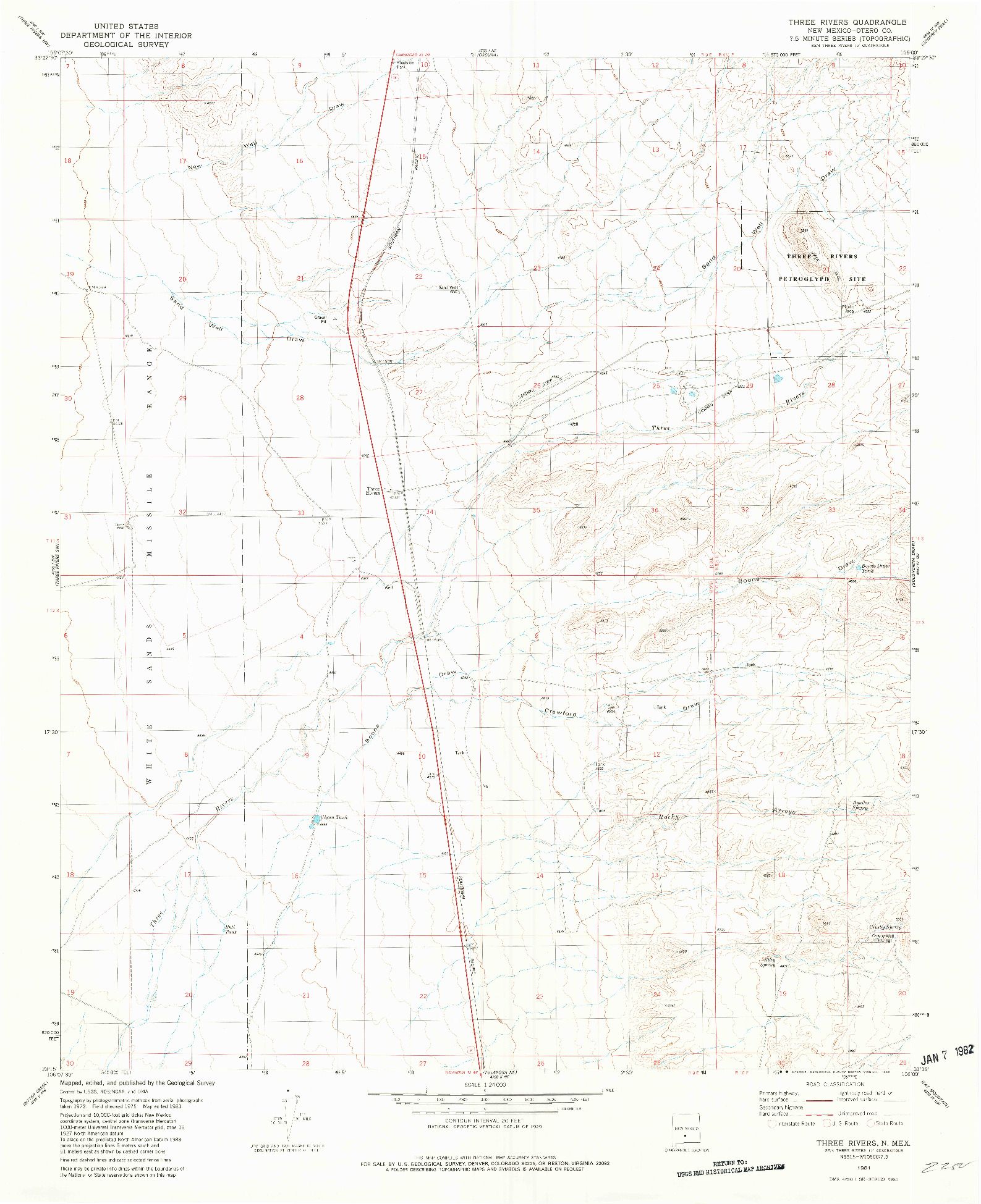 USGS 1:24000-SCALE QUADRANGLE FOR THREE RIVERS, NM 1981