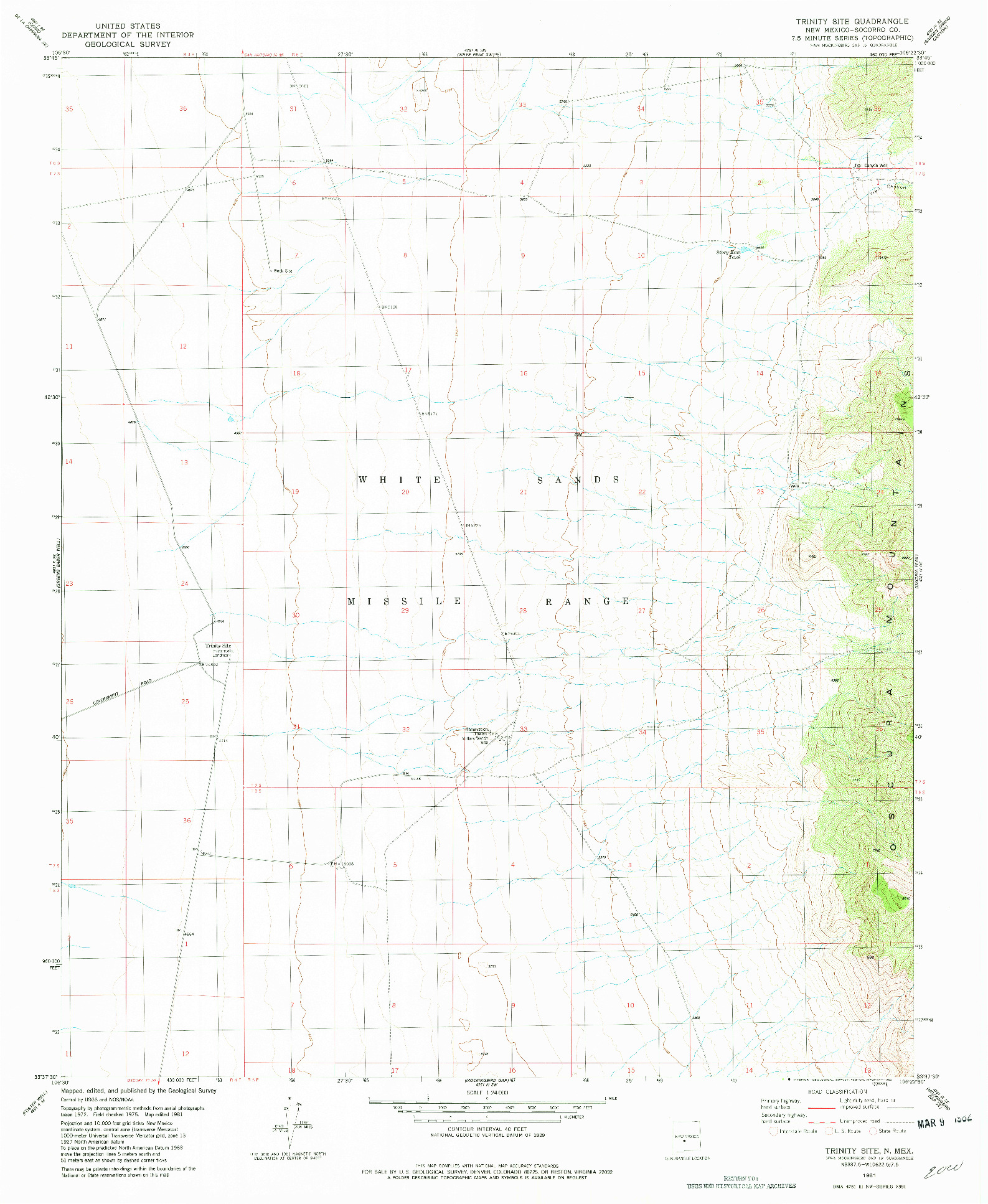 USGS 1:24000-SCALE QUADRANGLE FOR TRINITY SITE, NM 1981