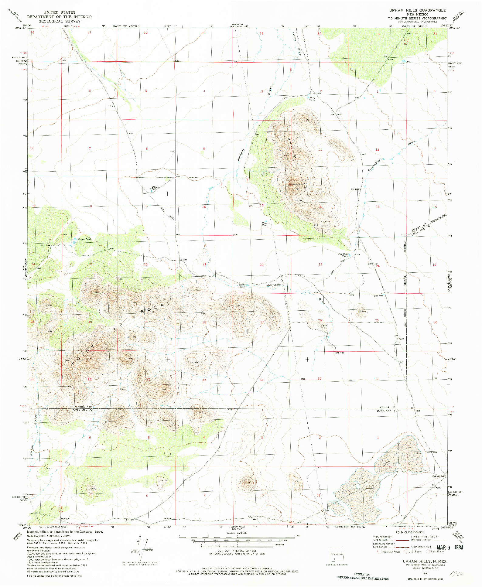 USGS 1:24000-SCALE QUADRANGLE FOR UPHAM HILLS, NM 1981