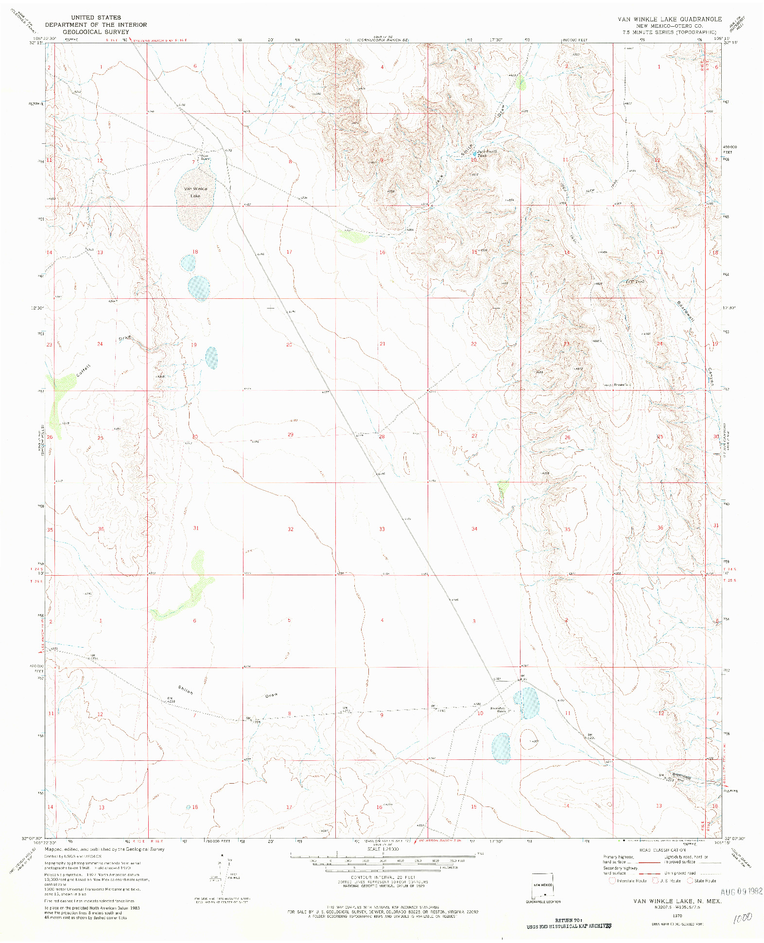 USGS 1:24000-SCALE QUADRANGLE FOR VAN WINKLE LAKE, NM 1970
