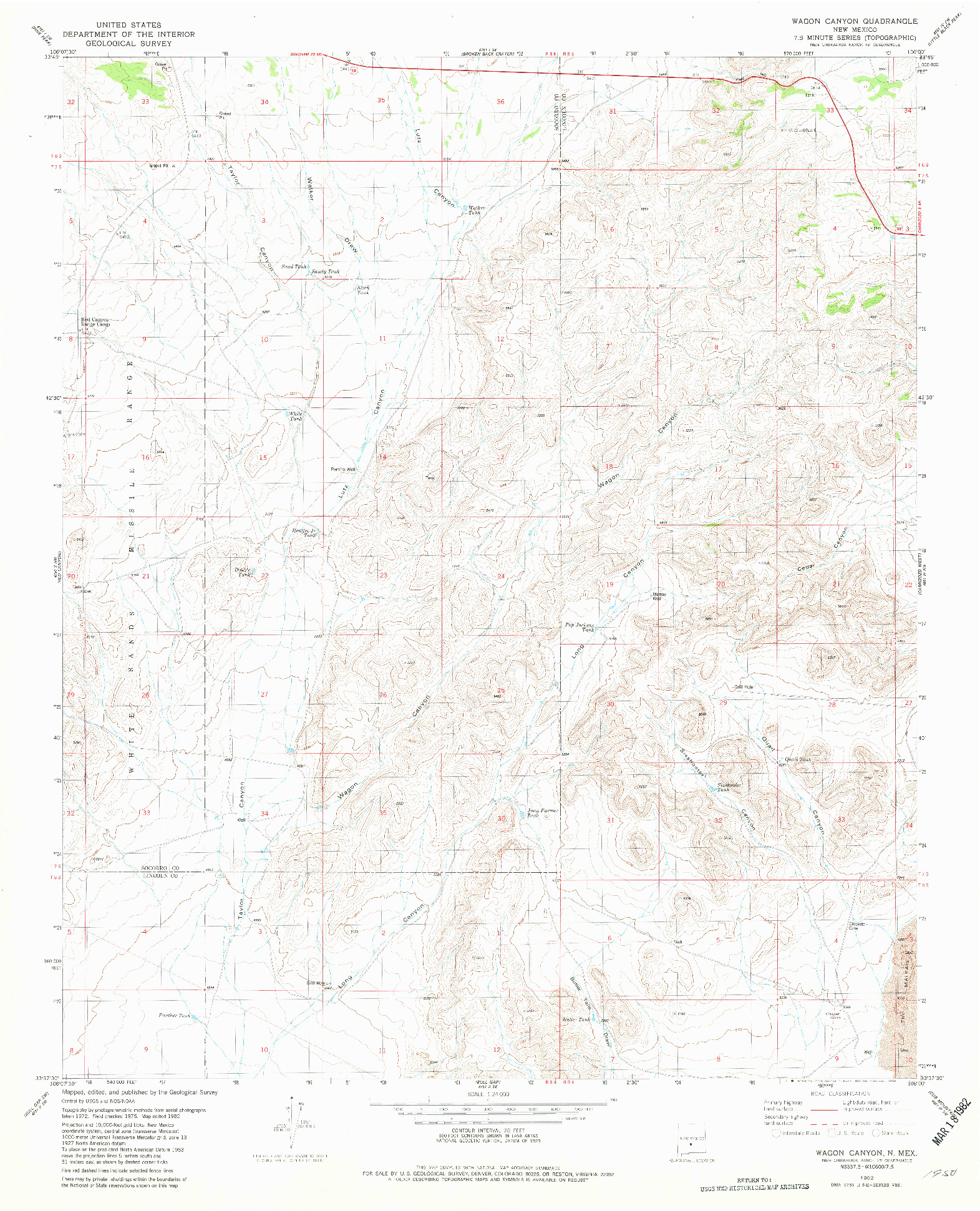 USGS 1:24000-SCALE QUADRANGLE FOR WAGON CANYON, NM 1982