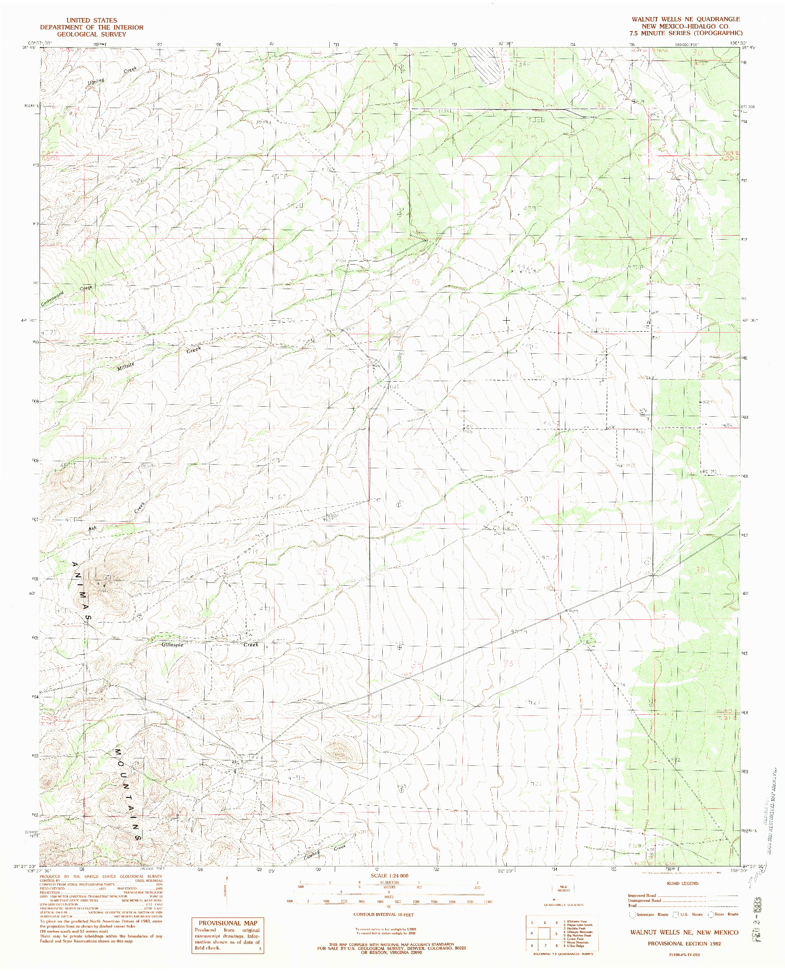 USGS 1:24000-SCALE QUADRANGLE FOR WALNUT WELLS NE, NM 1982