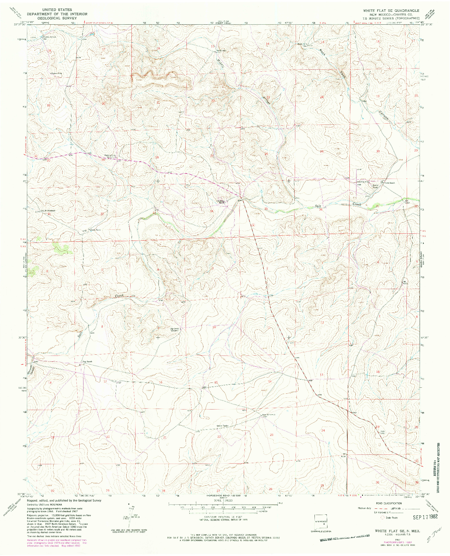 USGS 1:24000-SCALE QUADRANGLE FOR WHITE FLAT SE, NM 1967
