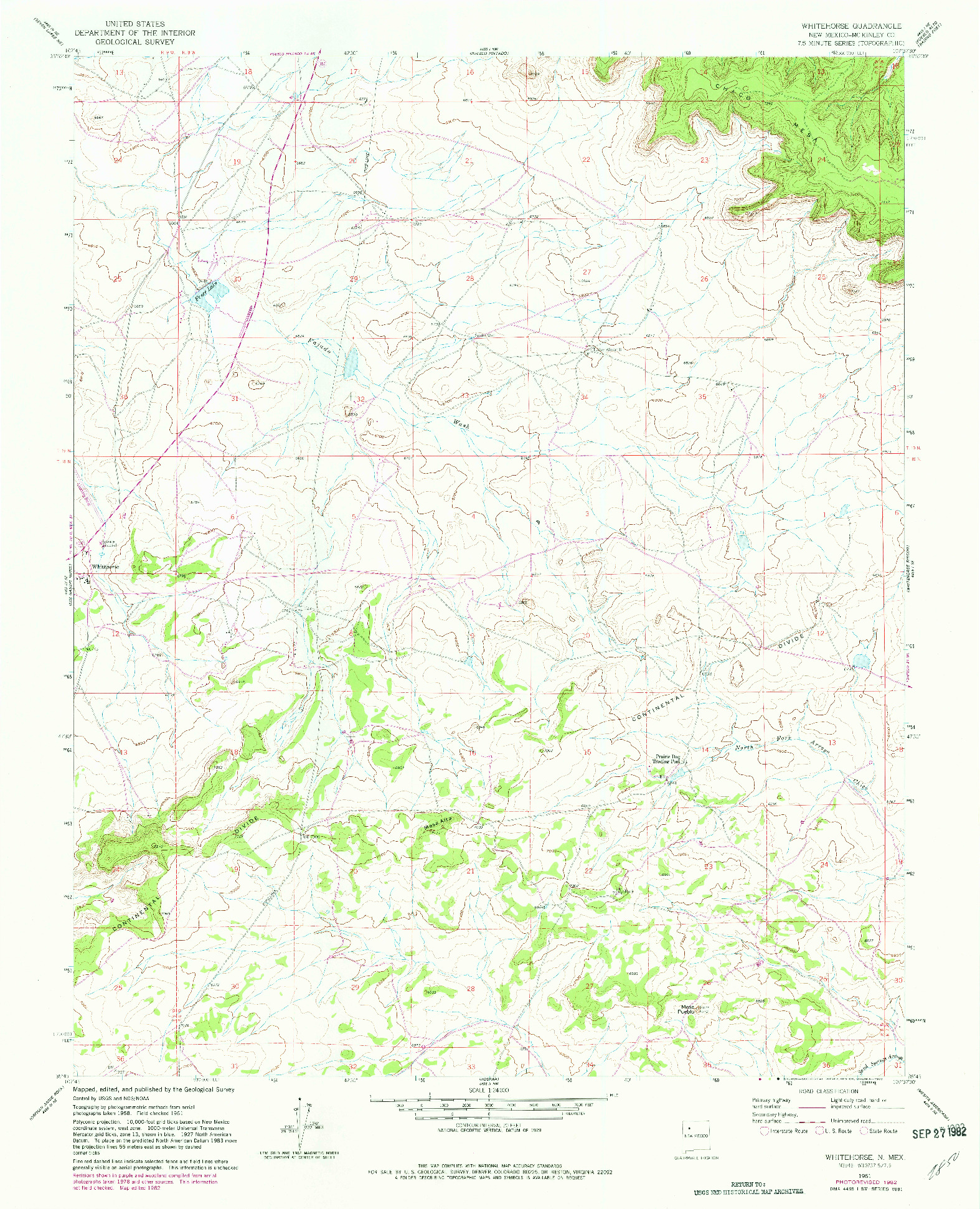 USGS 1:24000-SCALE QUADRANGLE FOR WHITEHORSE, NM 1961