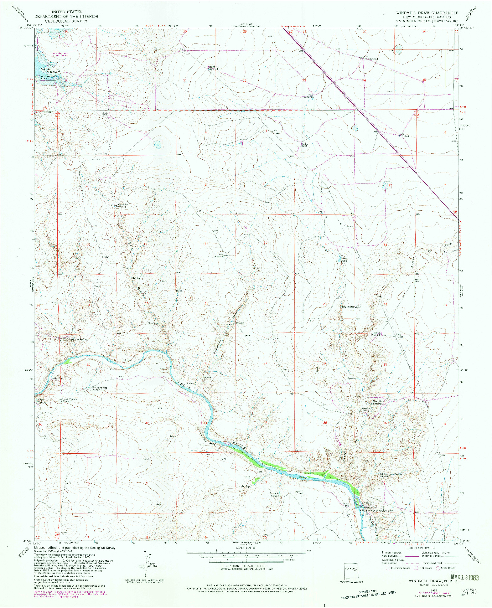 USGS 1:24000-SCALE QUADRANGLE FOR WINDMILL DRAW, NM 1965