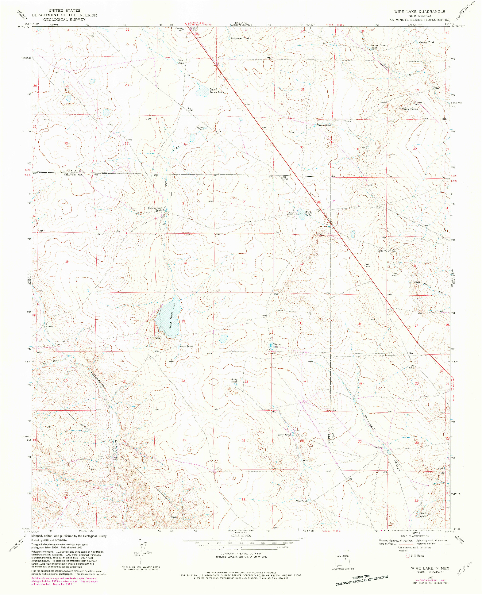 USGS 1:24000-SCALE QUADRANGLE FOR WIRE LAKE, NM 1967