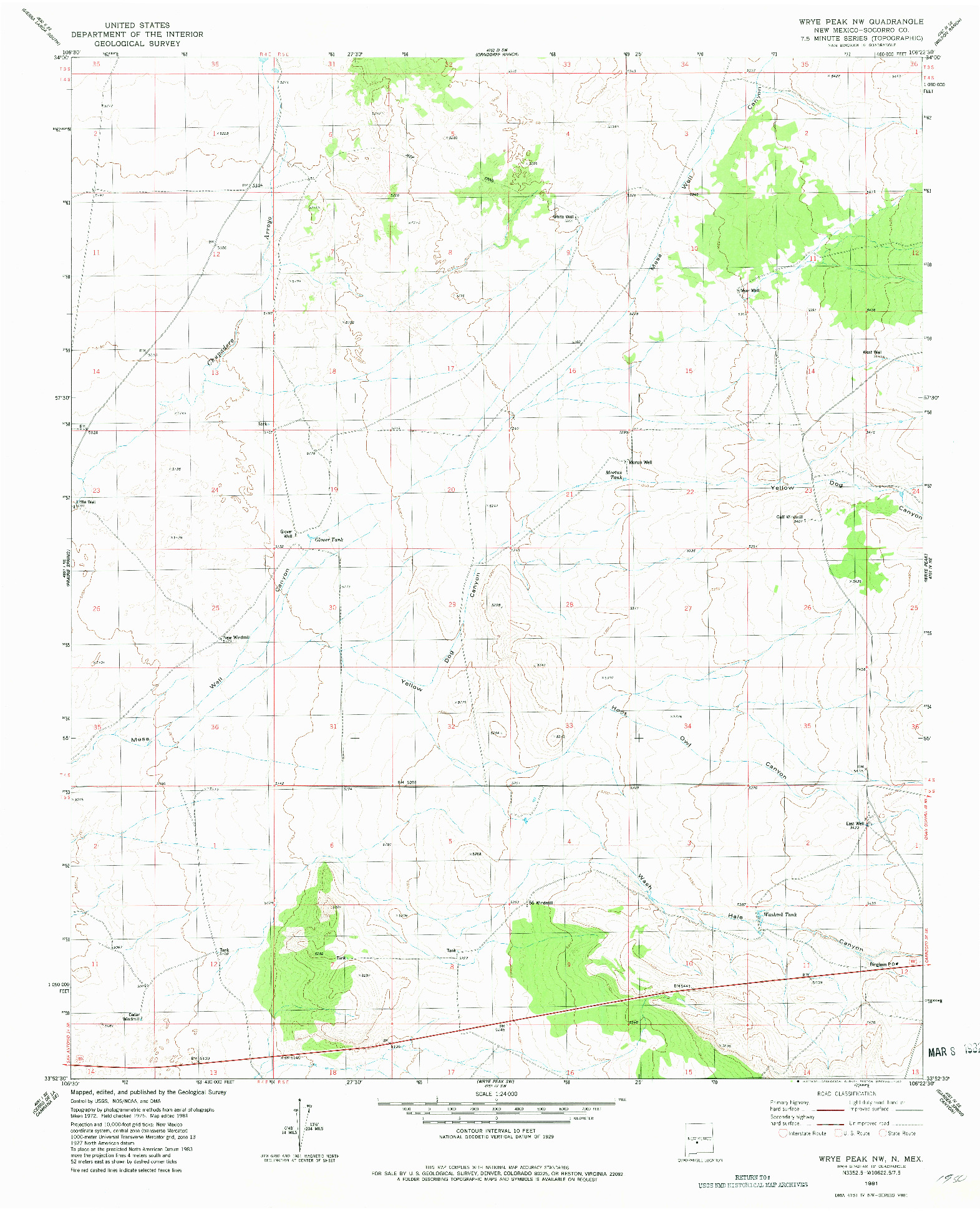 USGS 1:24000-SCALE QUADRANGLE FOR WRYE PEAK NW, NM 1981