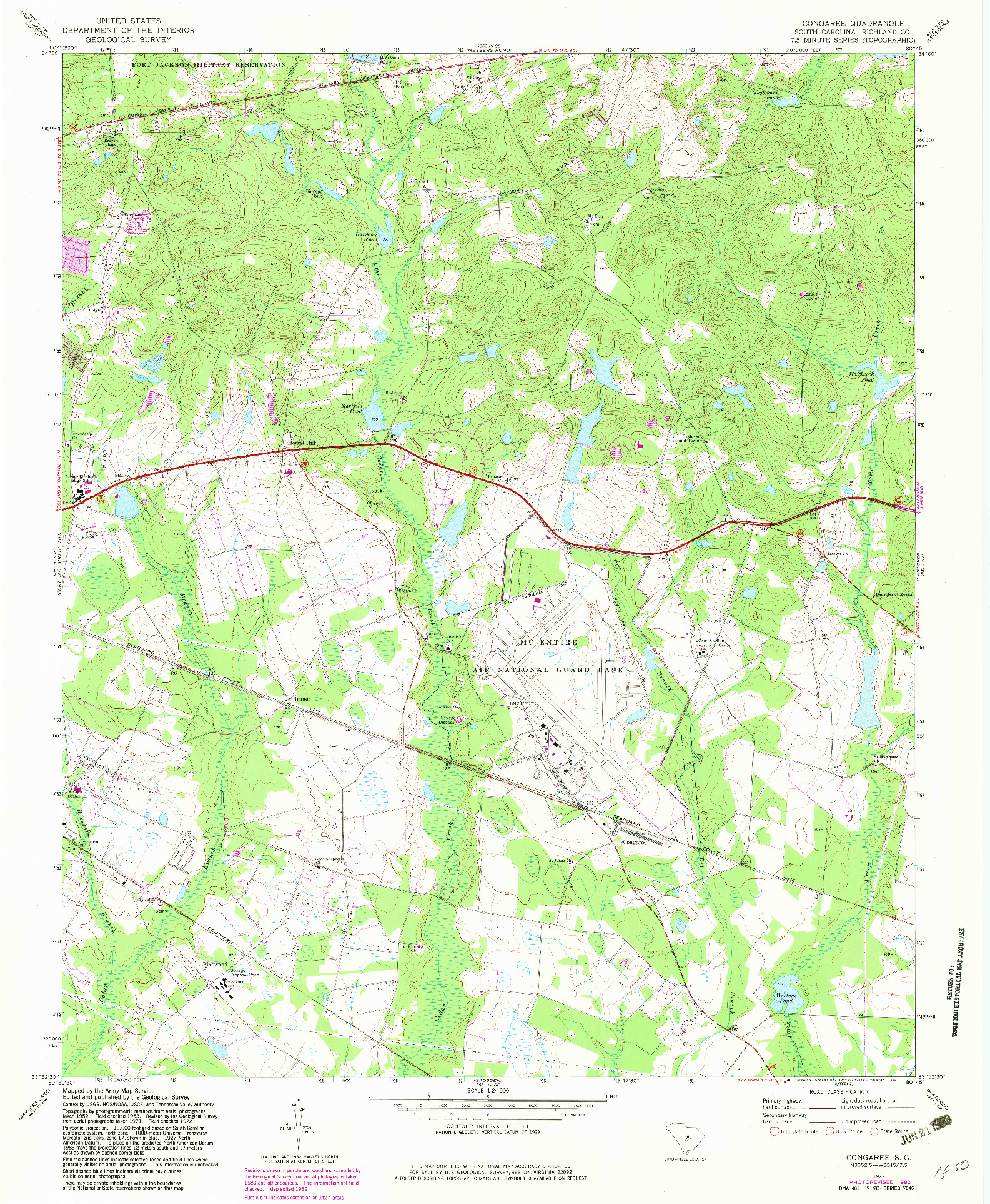 USGS 1:24000-SCALE QUADRANGLE FOR CONGAREE, SC 1972