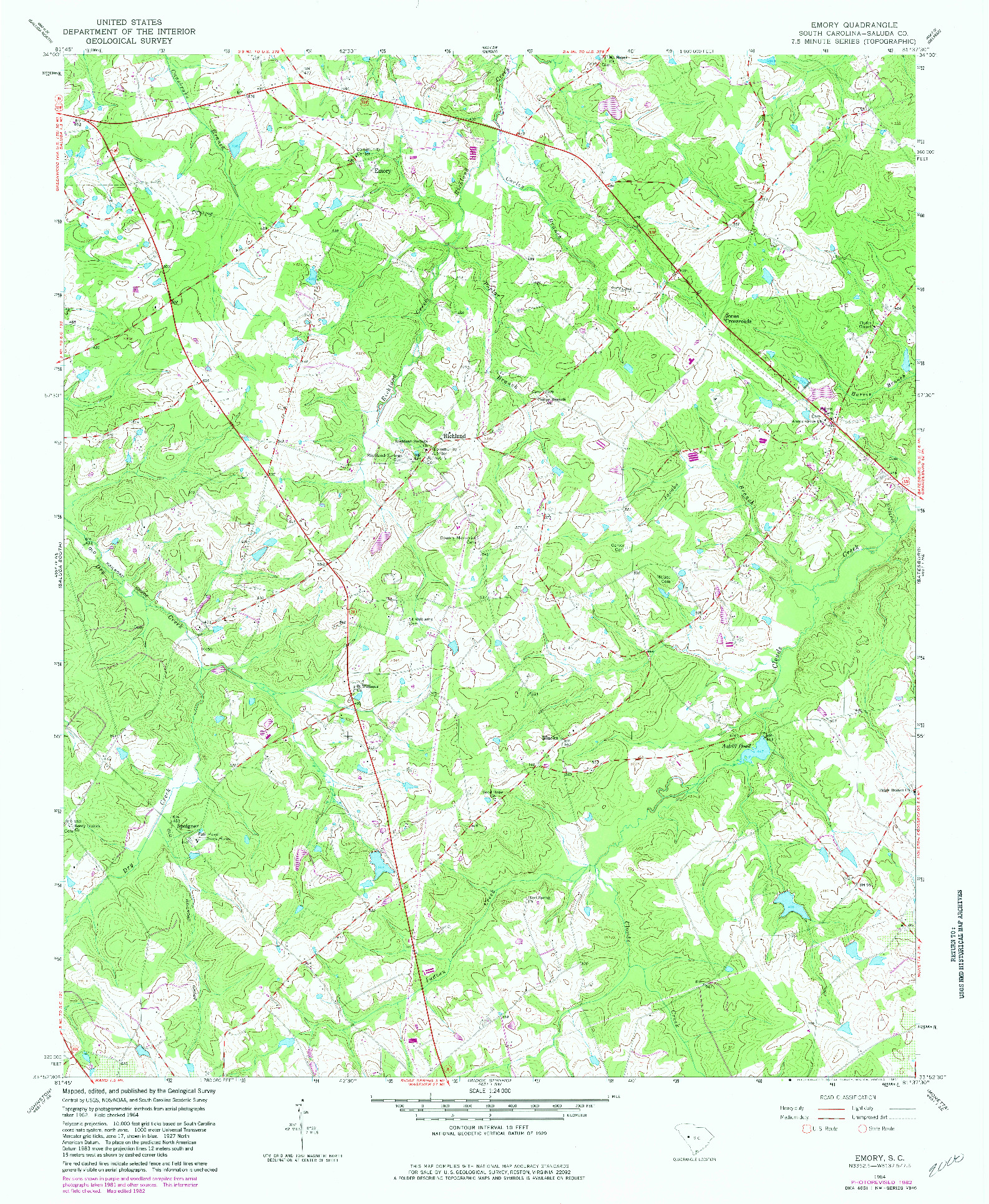 USGS 1:24000-SCALE QUADRANGLE FOR EMORY, SC 1964