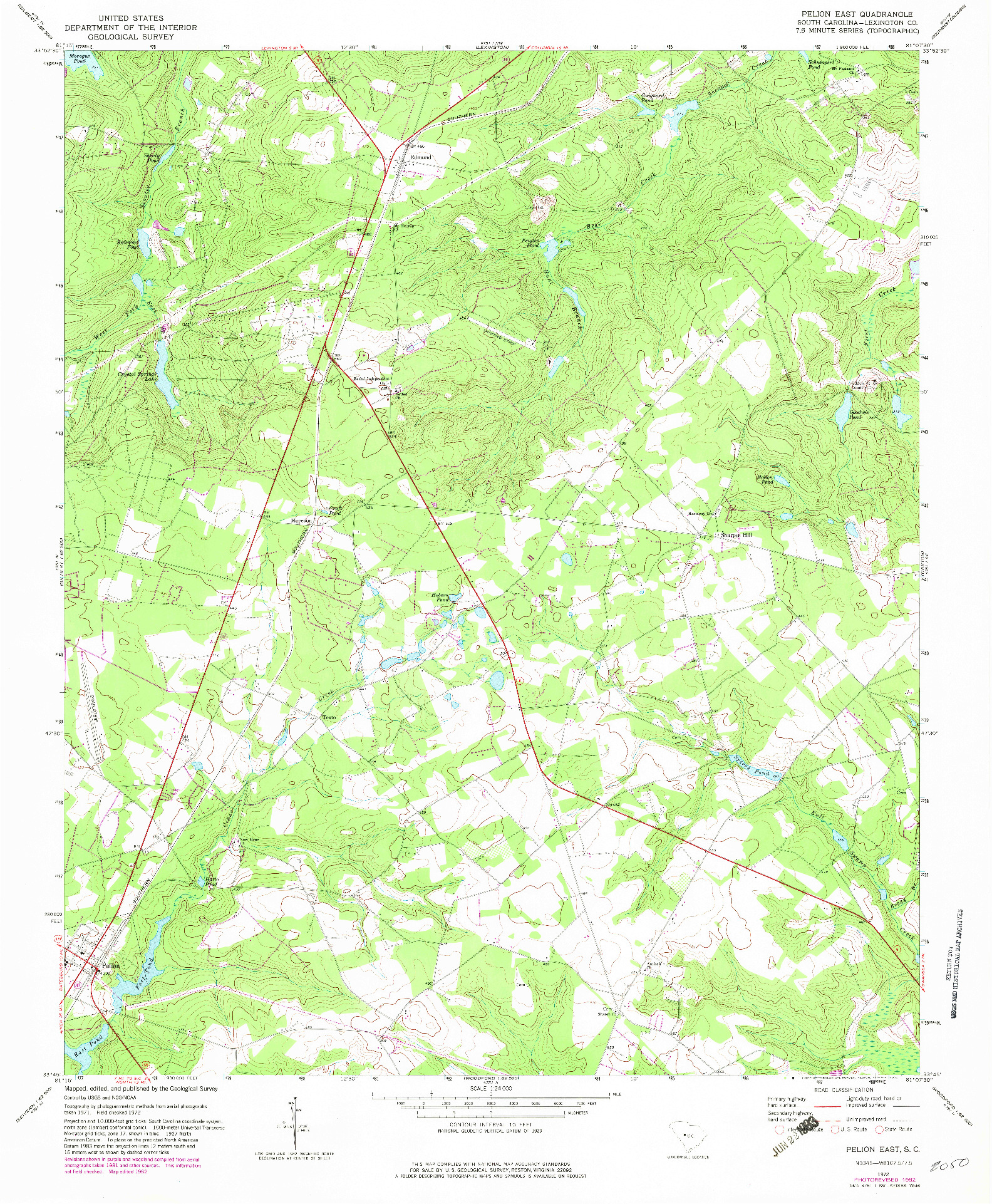 USGS 1:24000-SCALE QUADRANGLE FOR PELION EAST, SC 1972