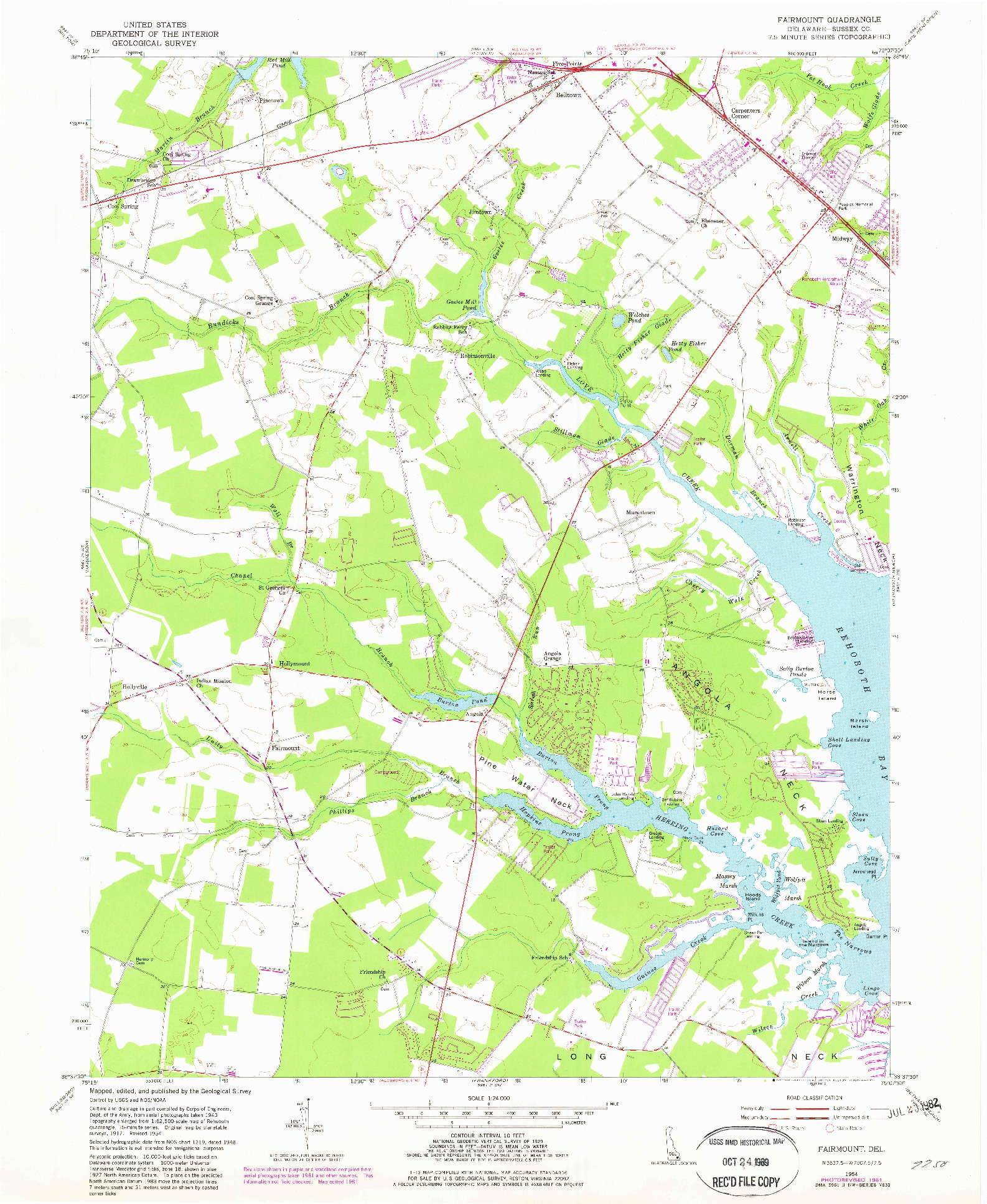 USGS 1:24000-SCALE QUADRANGLE FOR FAIRMOUNT, DE 1954