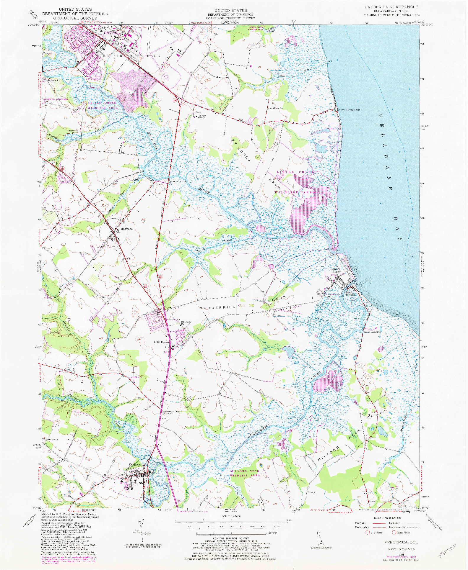 USGS 1:24000-SCALE QUADRANGLE FOR FREDERICA, DE 1956