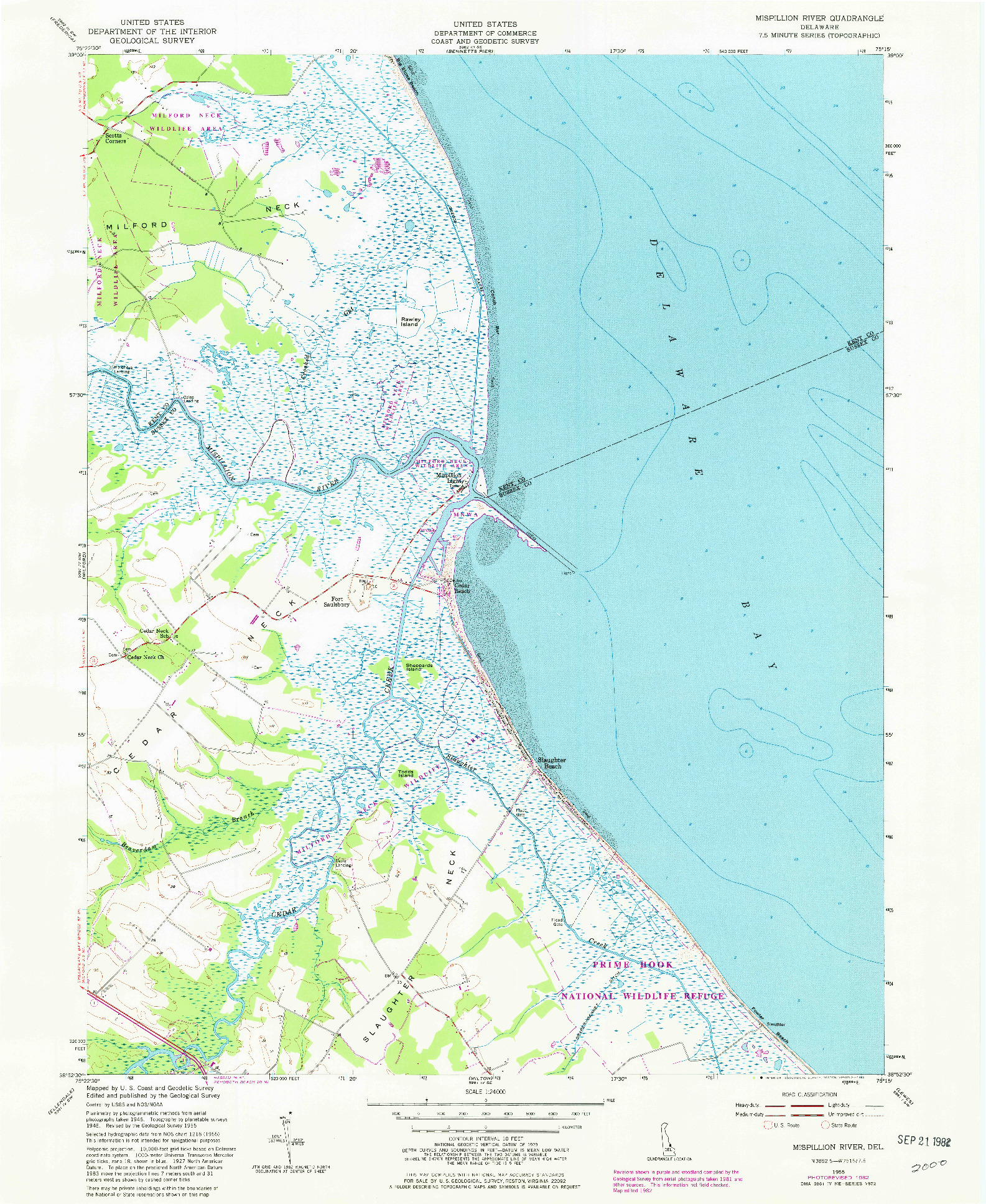 USGS 1:24000-SCALE QUADRANGLE FOR MISPILLION RIVER, DE 1955