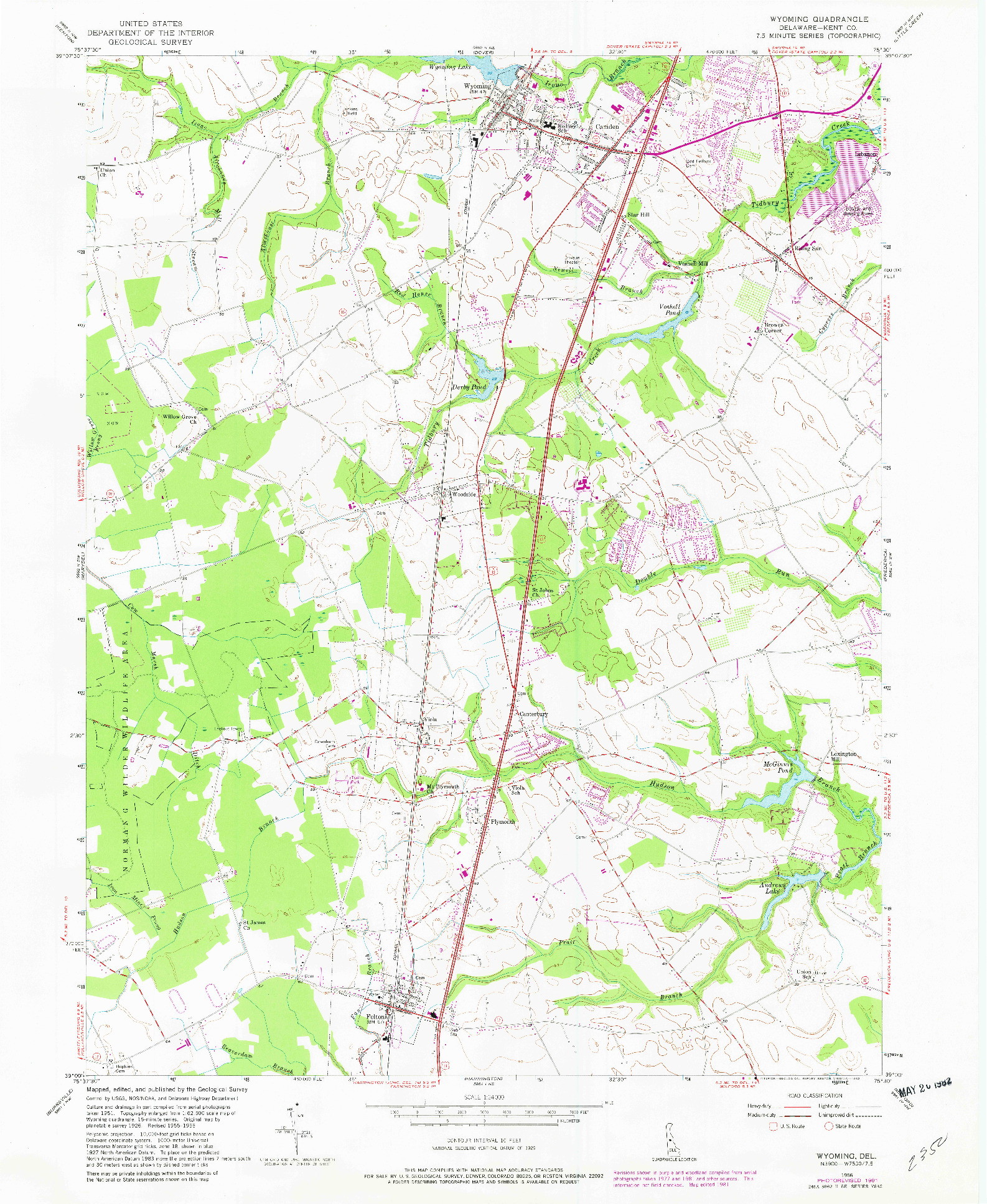 USGS 1:24000-SCALE QUADRANGLE FOR WYOMING, DE 1956