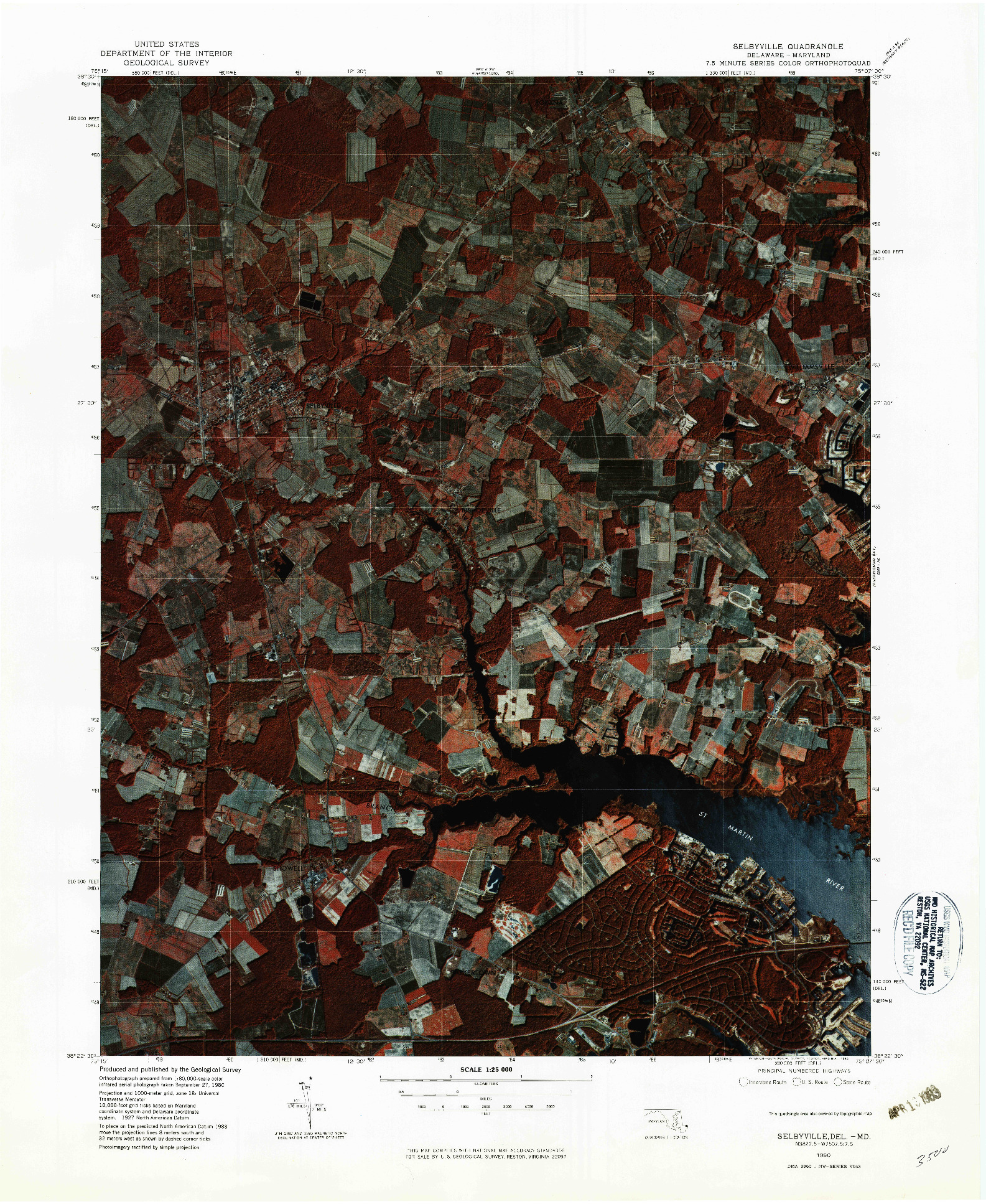USGS 1:25000-SCALE QUADRANGLE FOR SELBYVILLE, DE 1980