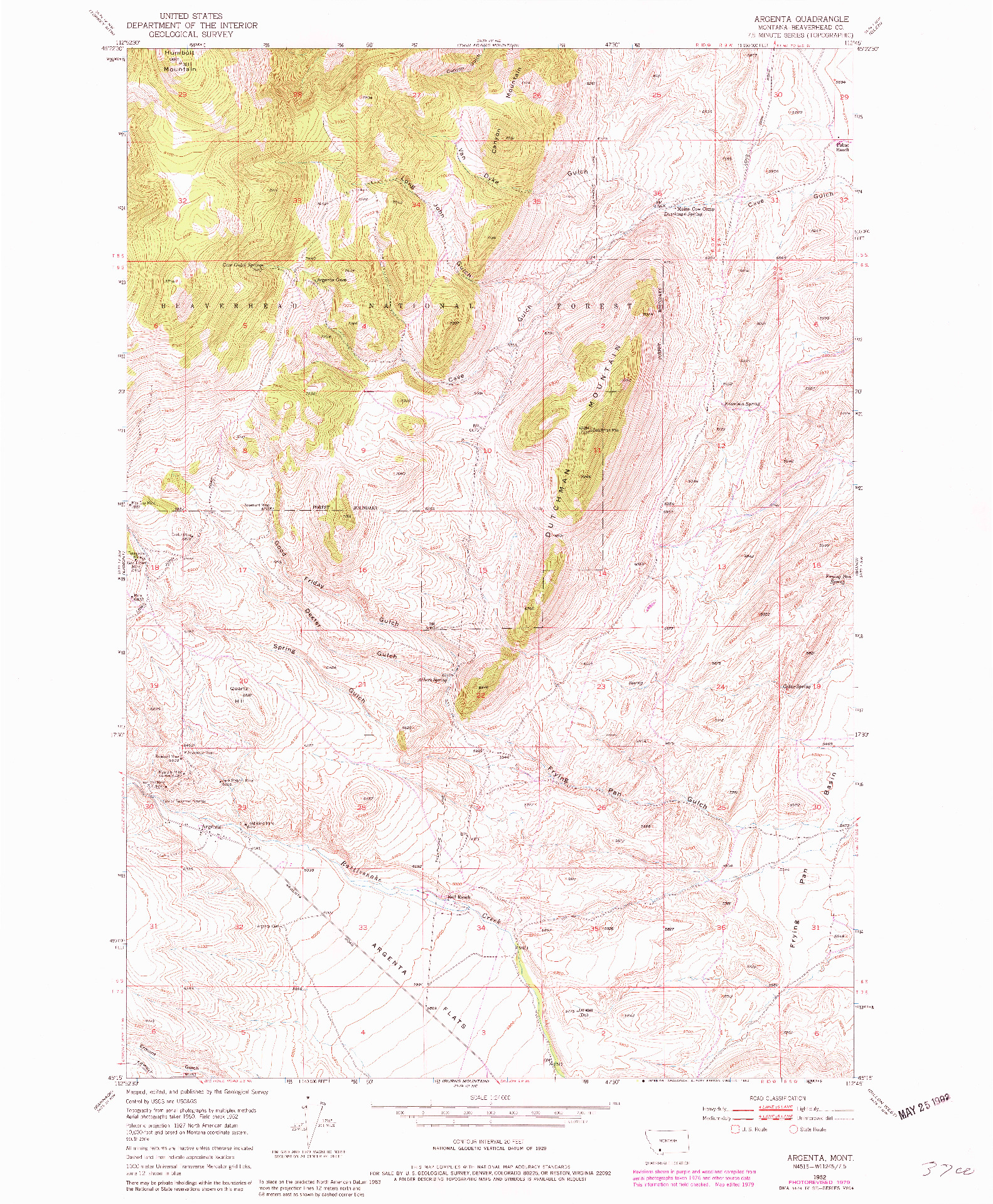 USGS 1:24000-SCALE QUADRANGLE FOR ARGENTA, MT 1952