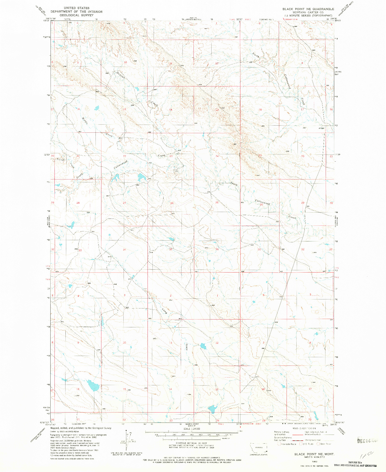 USGS 1:24000-SCALE QUADRANGLE FOR BLACK POINT NE, MT 1982